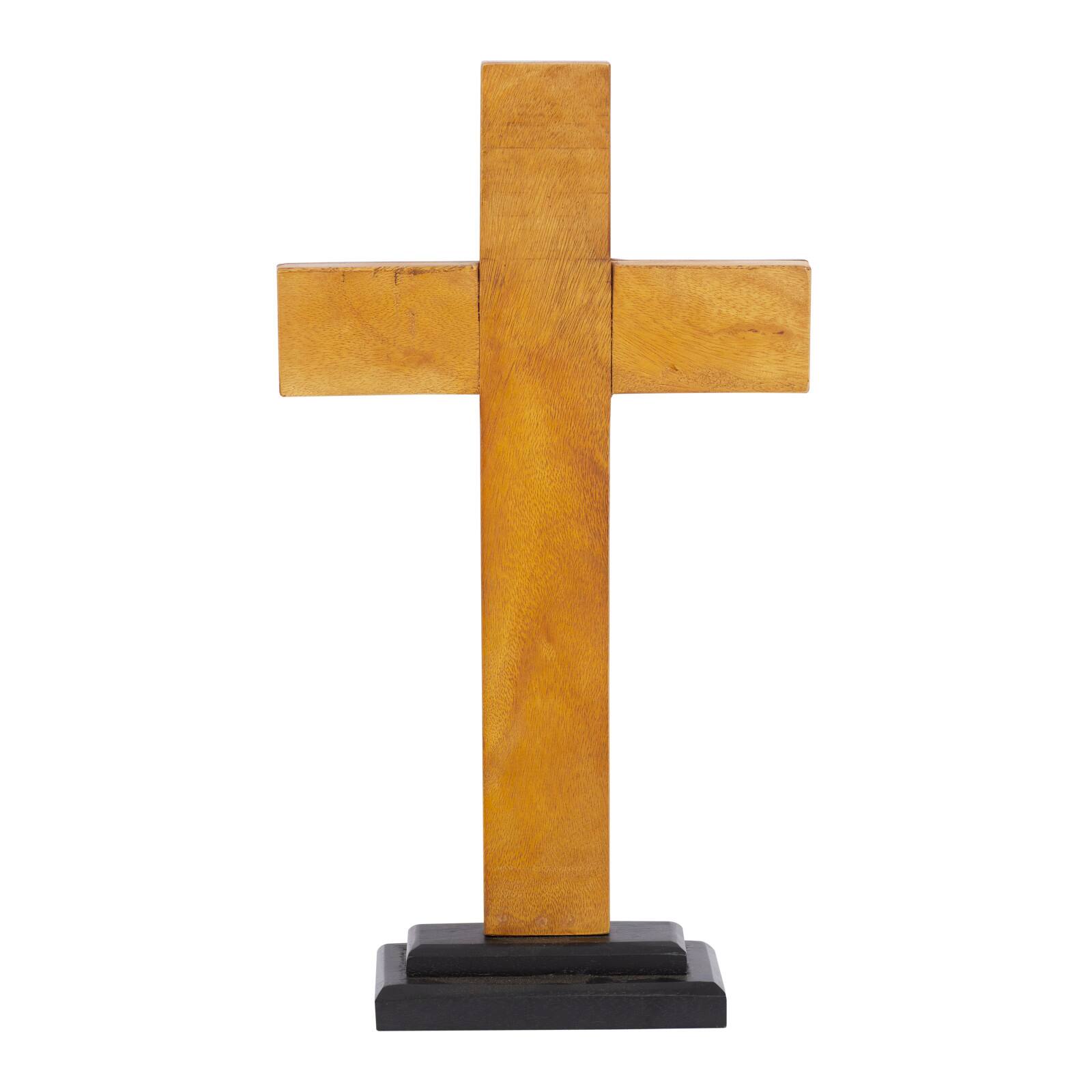 21" Brown Natural Cross Sculpture