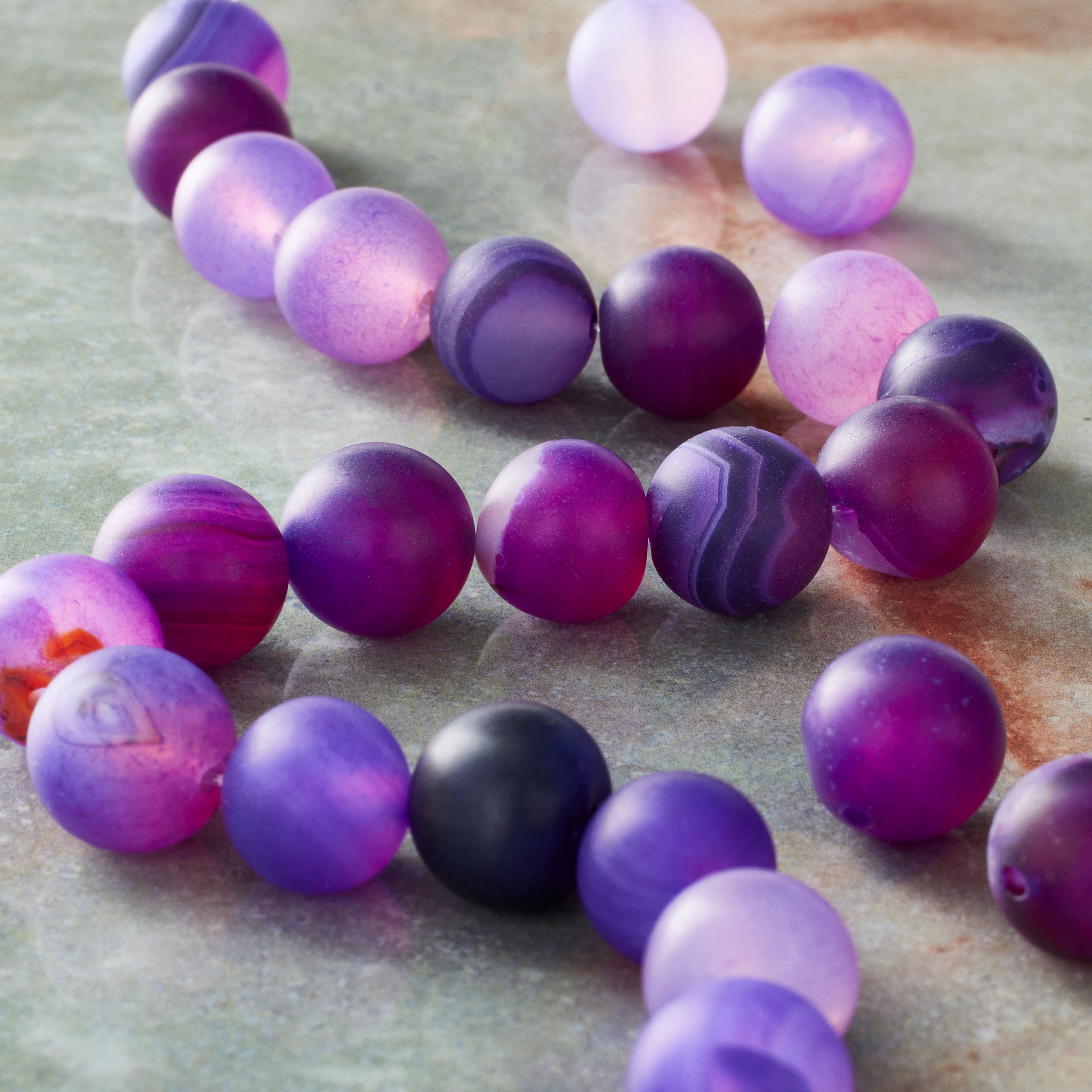 12 Pack: Purple Matte Agate Round Beads by Bead Landing
