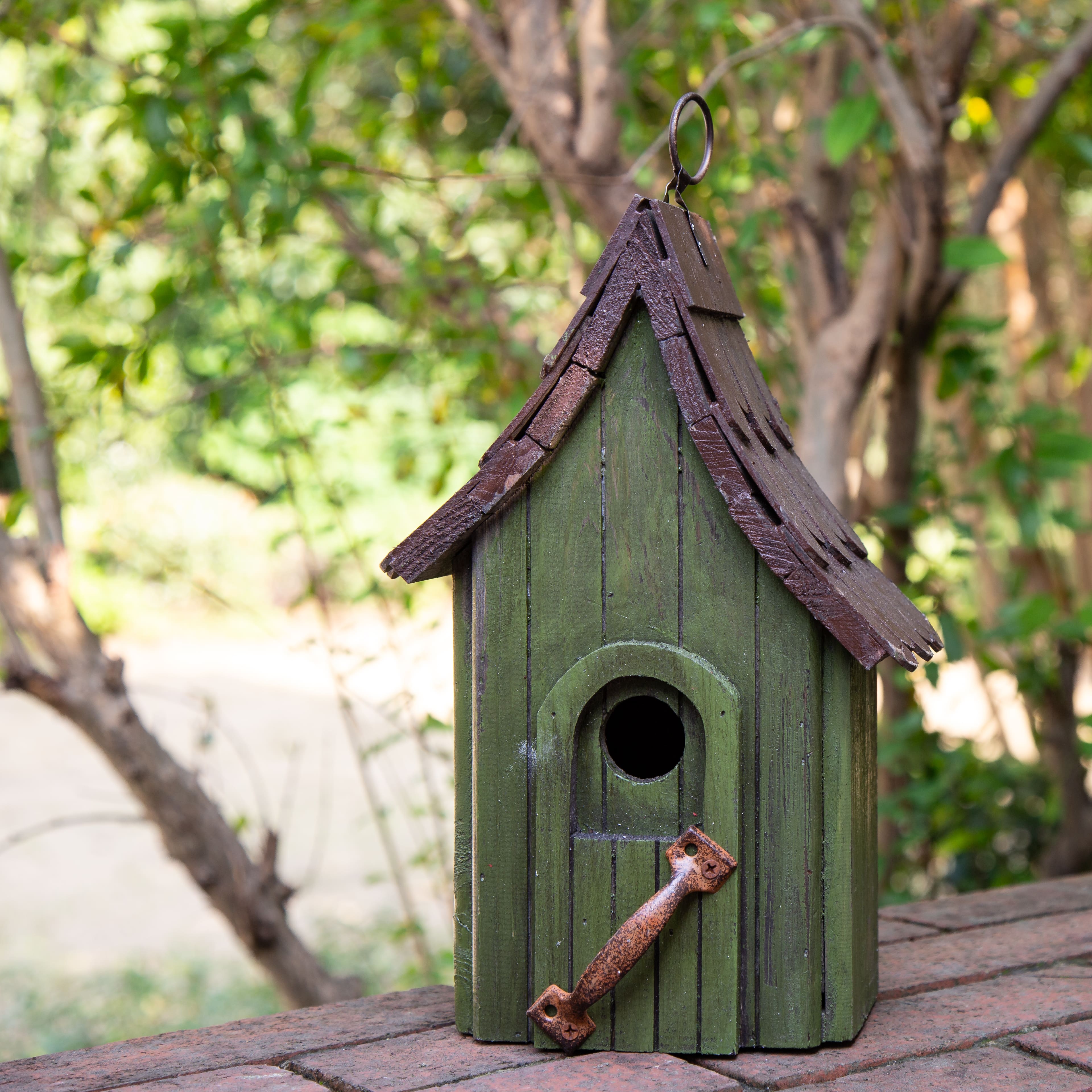 Glitzhome® 11.61" Distressed Wooden Birdhouse