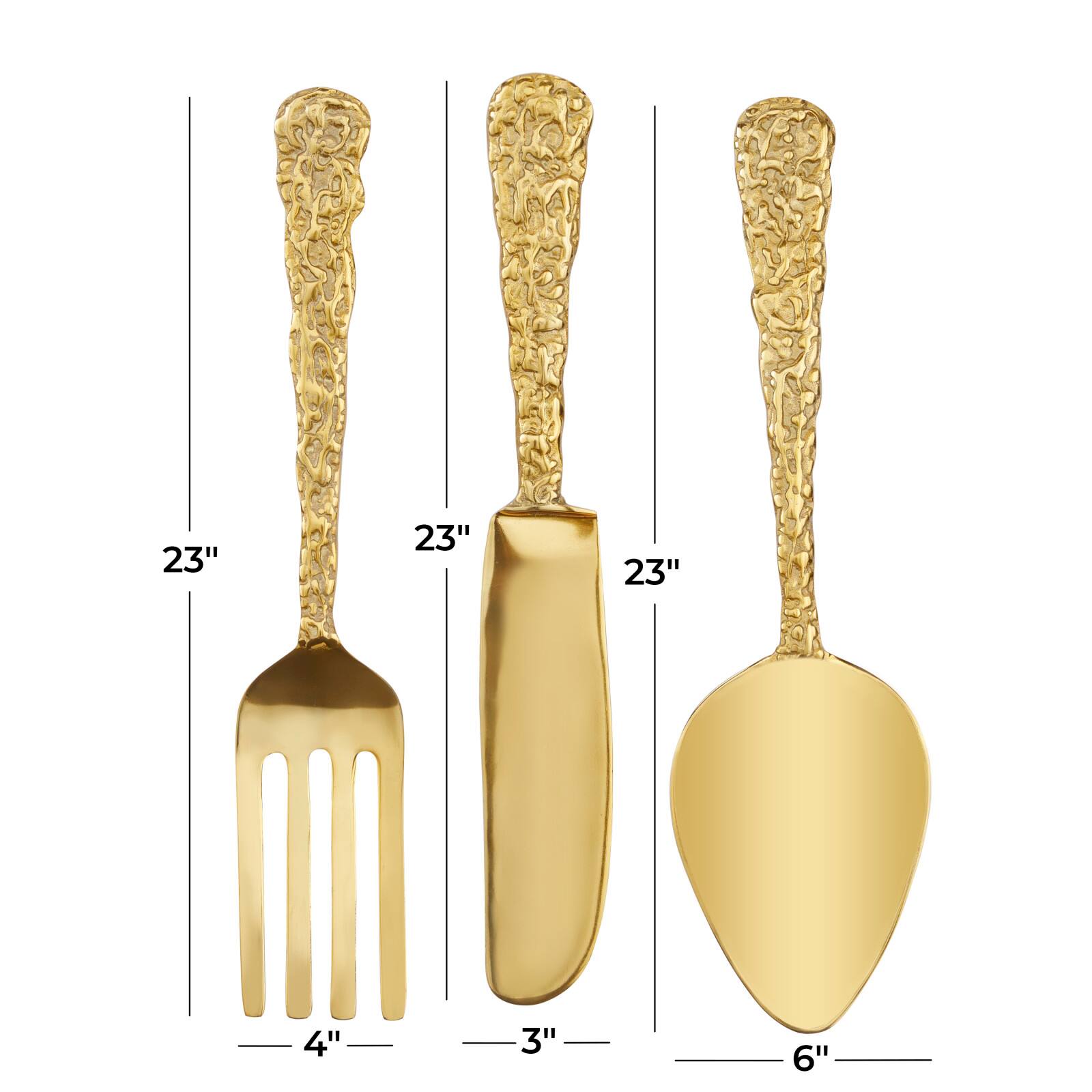 Set of 3 Gold Aluminum Glam Wall Decor, 6" x 6" x 2"