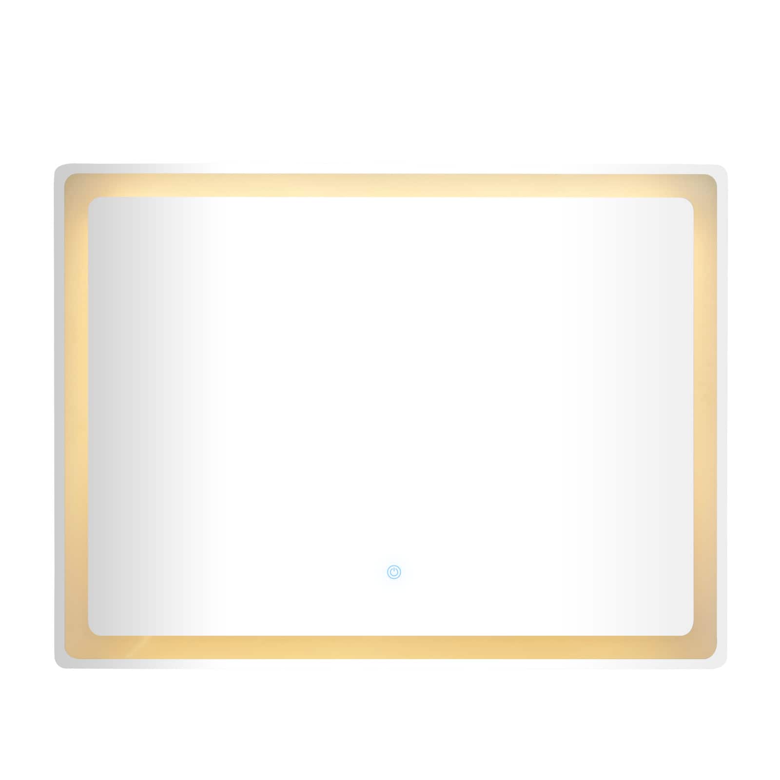 Clear Glass Modern LED Mirror, 39" x 1" x 30"