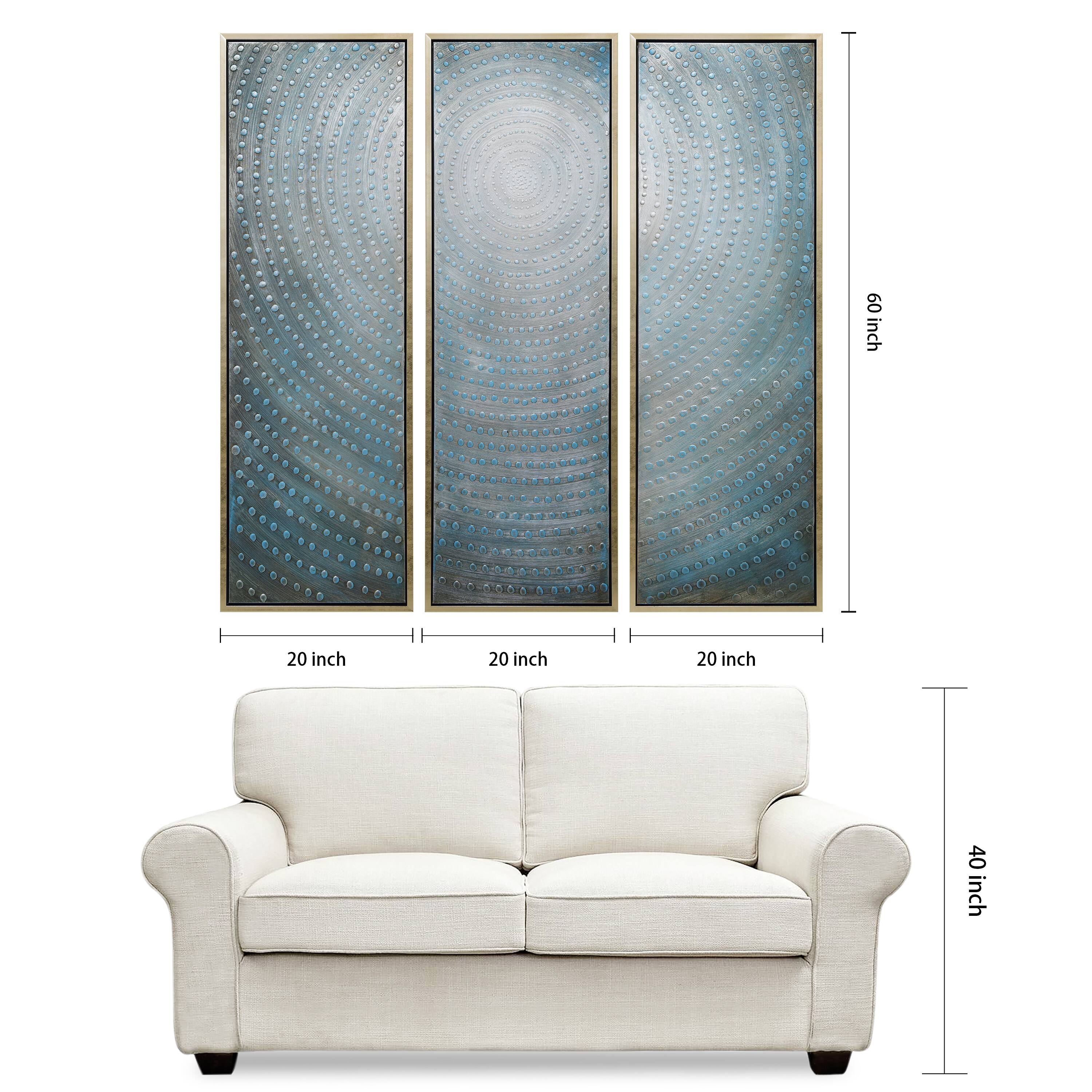 Empire Art Direct 20" x 60" Concentric Textured & Metallic Hand Painted Canvas Wall Art Set