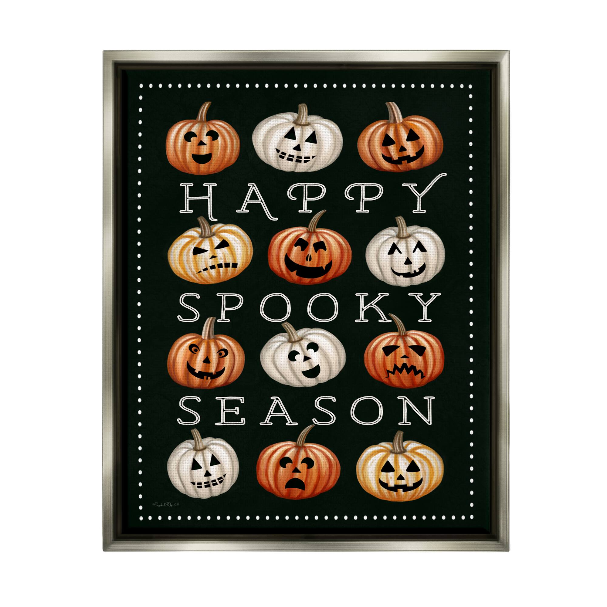 Stupell Industries Happy Spooky Season Pumpkins Framed Floater Canvas Wall Art