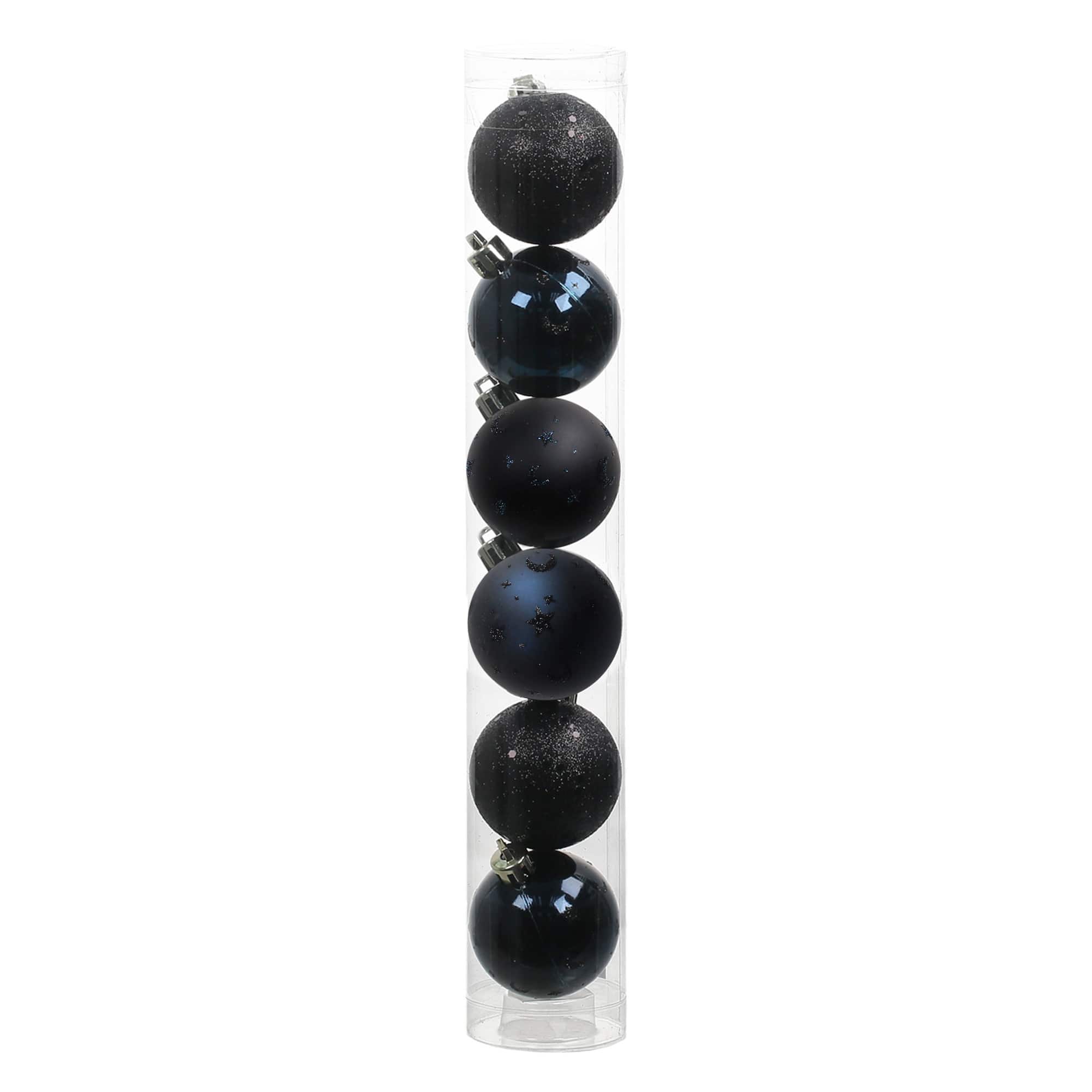 6 Pack 45mm Black Celestial Halloween Ball Ornaments by Ashland®