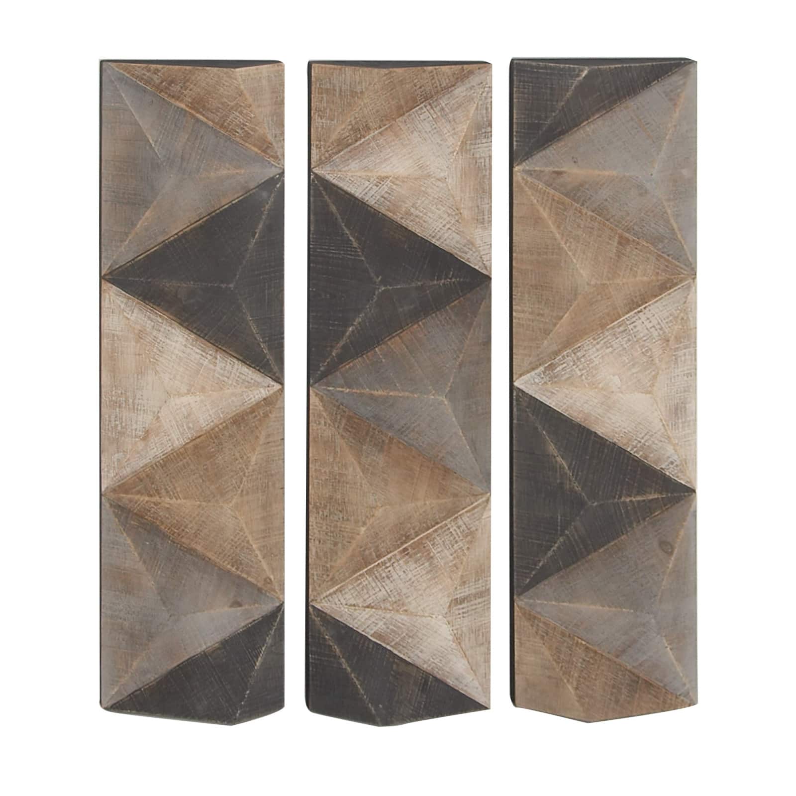 36" Brown Wood Farmhouse Abstract Wall Decor, 3ct.