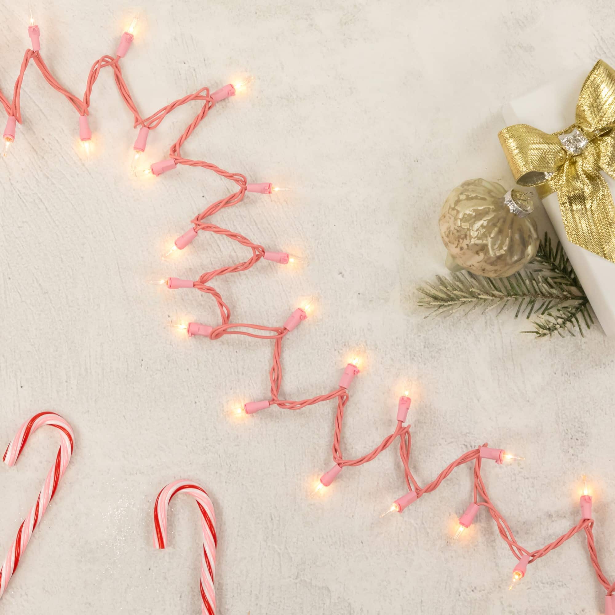 50ct Clear Mini Valentine's Day Light Set 10ft Pink Wire