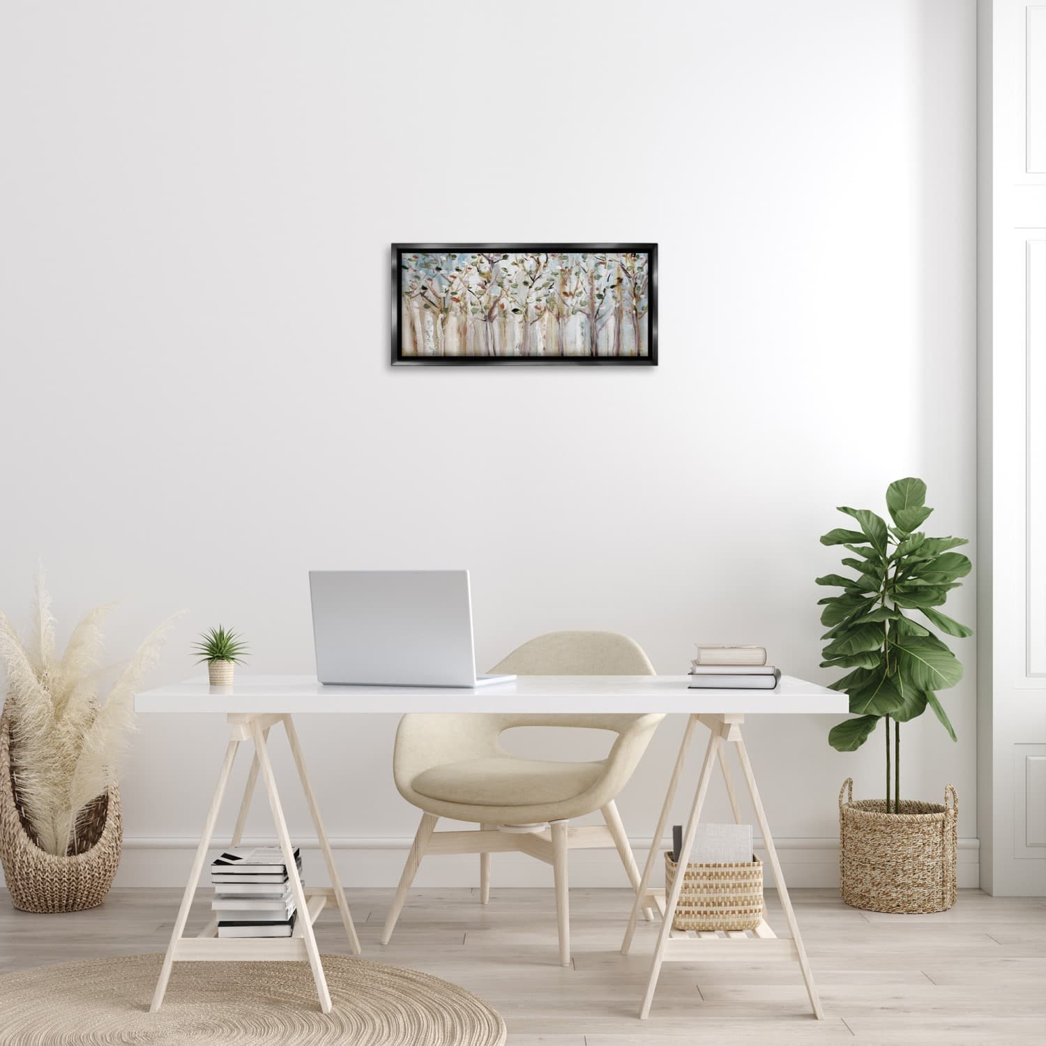 Stupell Industries Bare Branch Trees Birch Forest Floater Framed Art