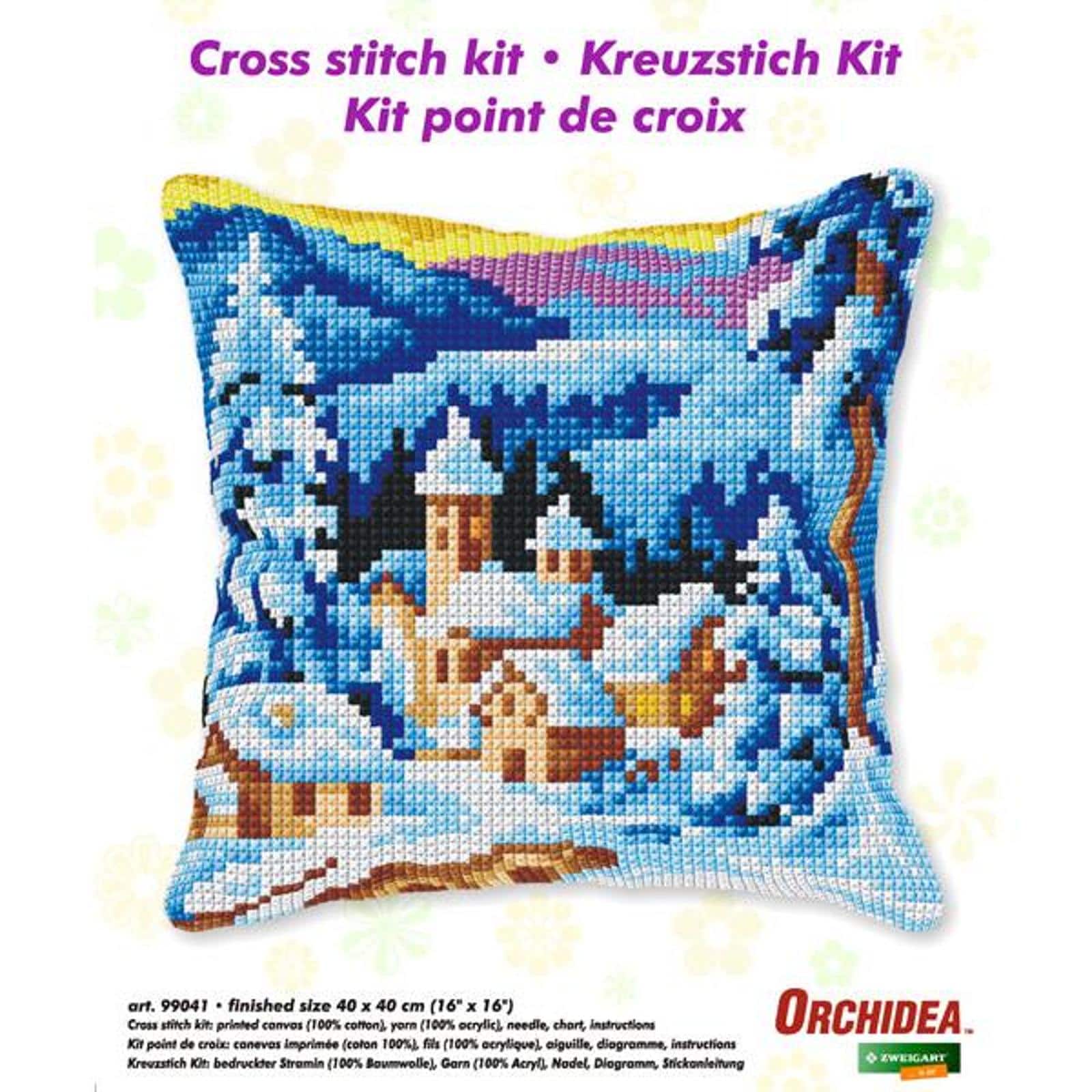 Orchidea Cushion Cross Stitch Kit  Winter Village