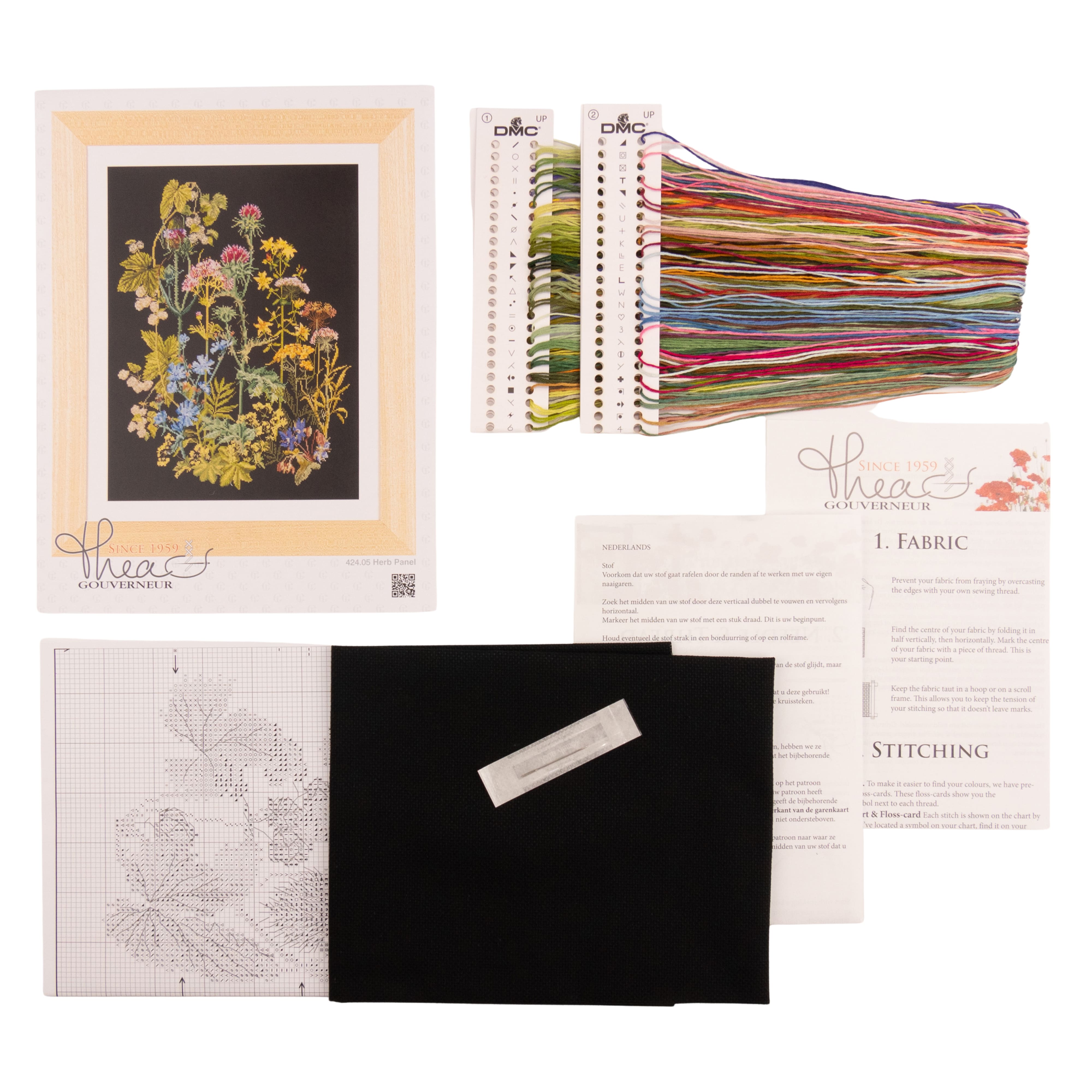 Thea Gouverneur Since 1959® Wild Herbs Black Edition Counted Cross Stitch Kit
