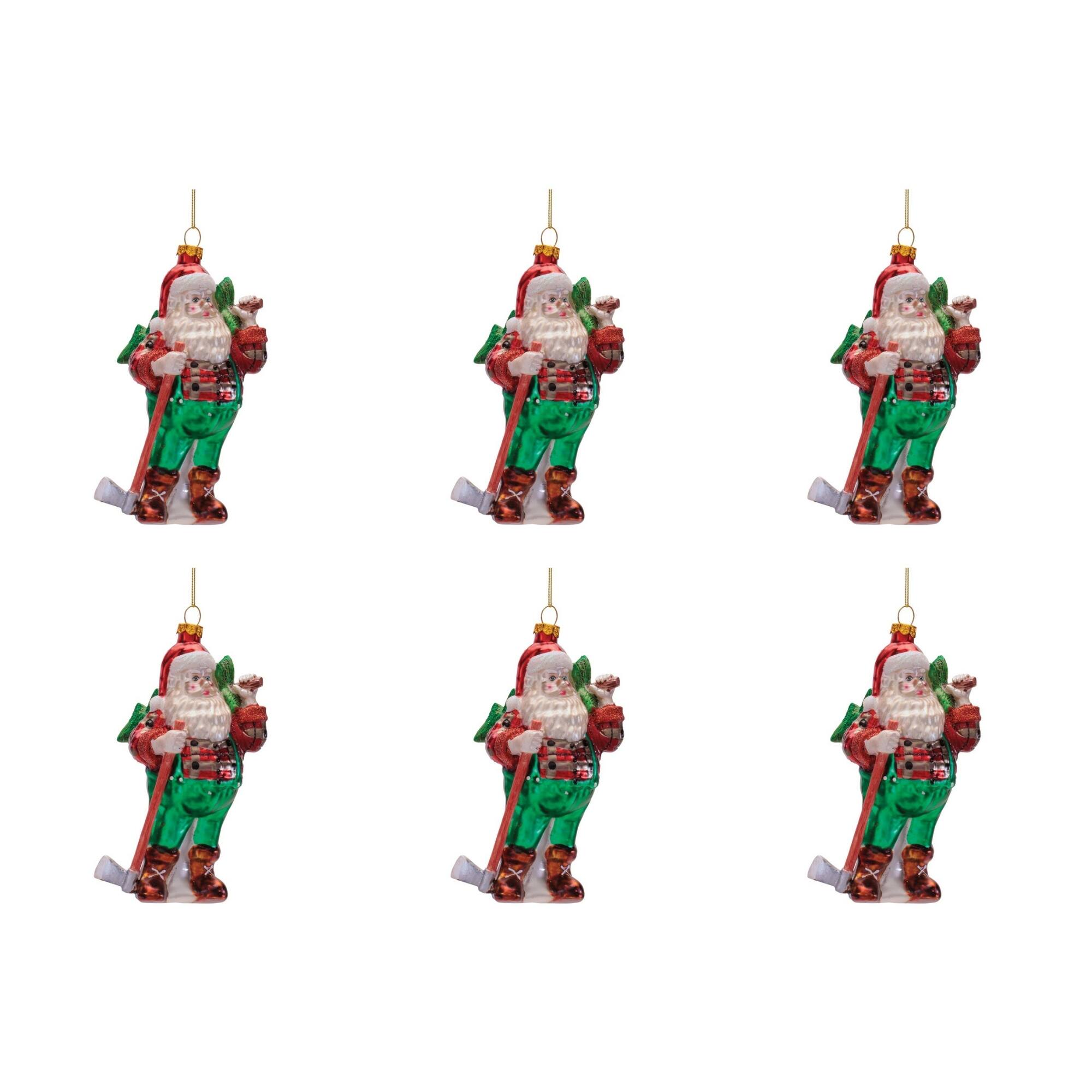 Melrose 6" Glass Santa Lumberjack Ornaments Set