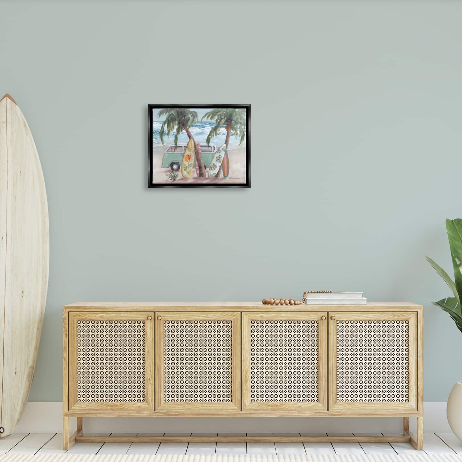Stupell Industries Summer Waves Tropical Van Surfboards Floater Framed Art