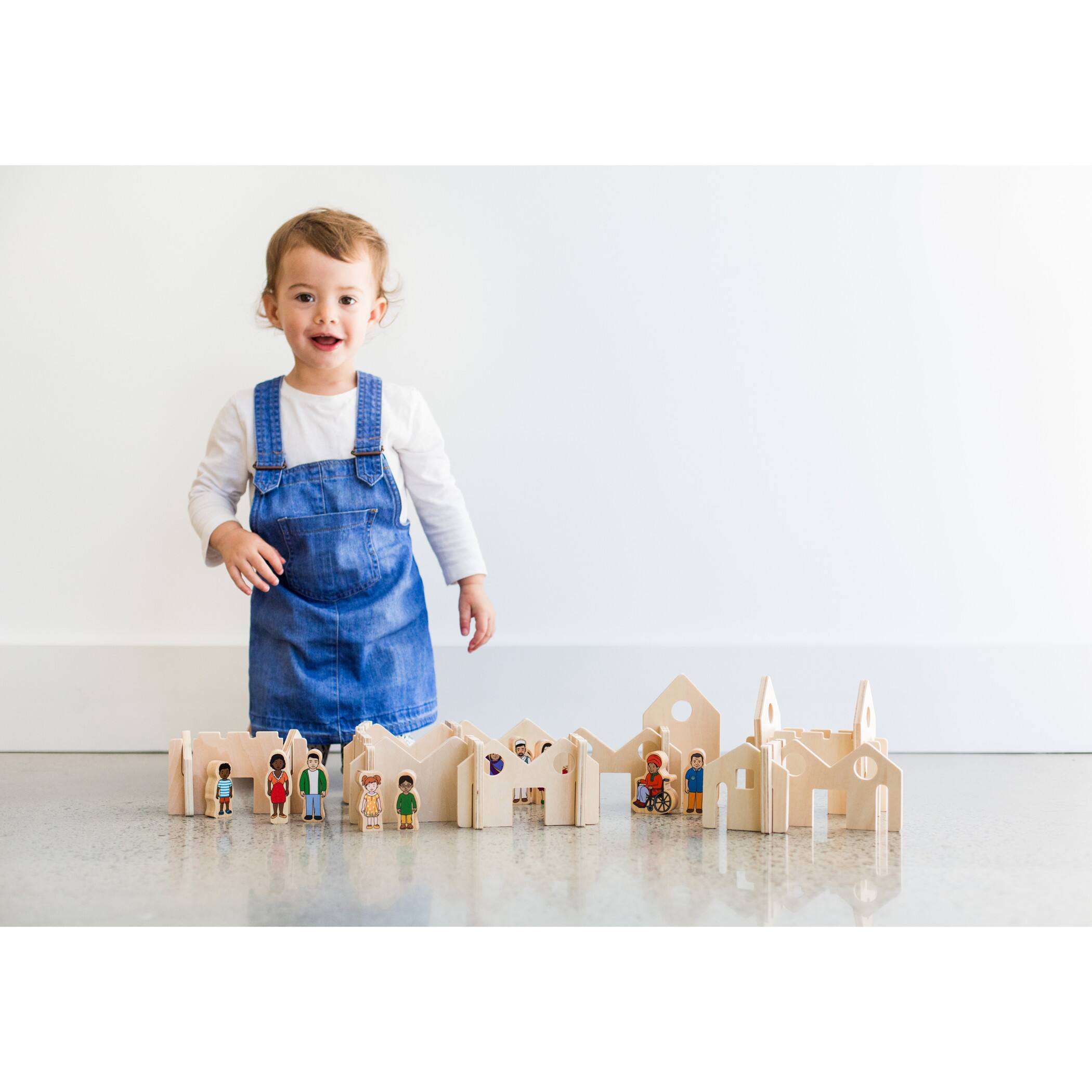 The Freckled Frog Little Happy Architect Wooden Blocks Set