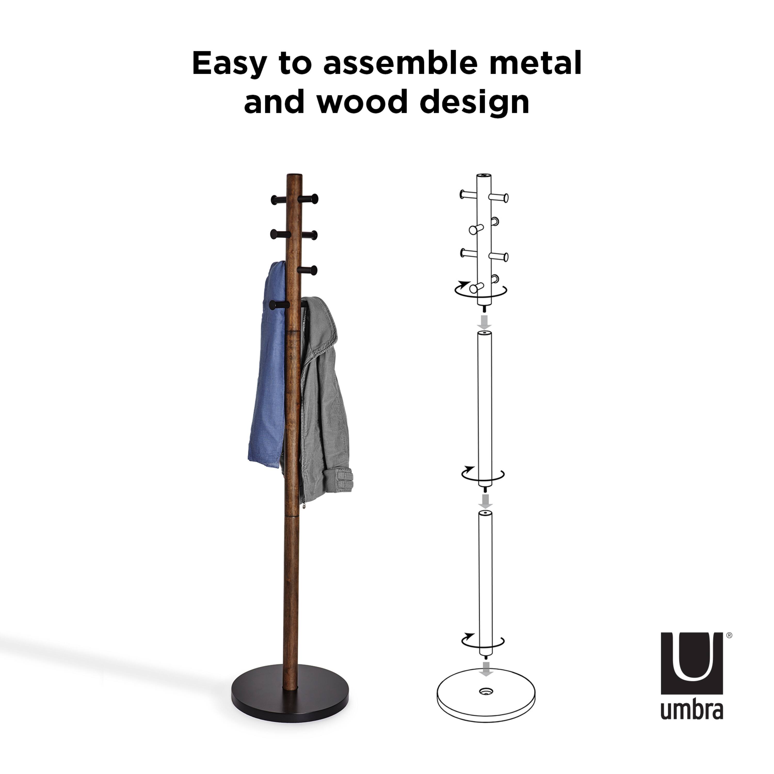 Umbra 66" Black & Walnut Pillar Coat Rack
