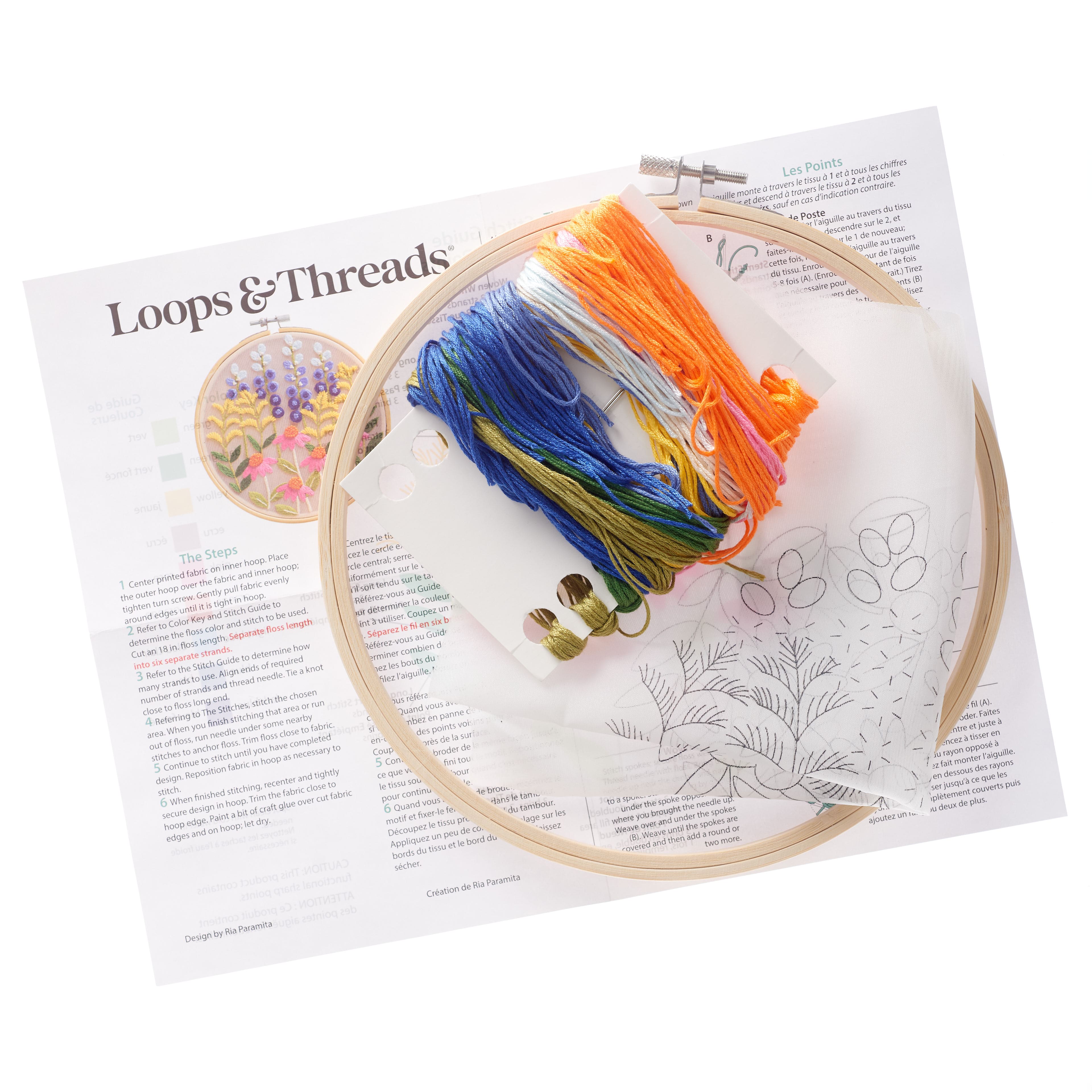8" Wildflowers Stamped Design Embroidery Kit by Loops & Threads®