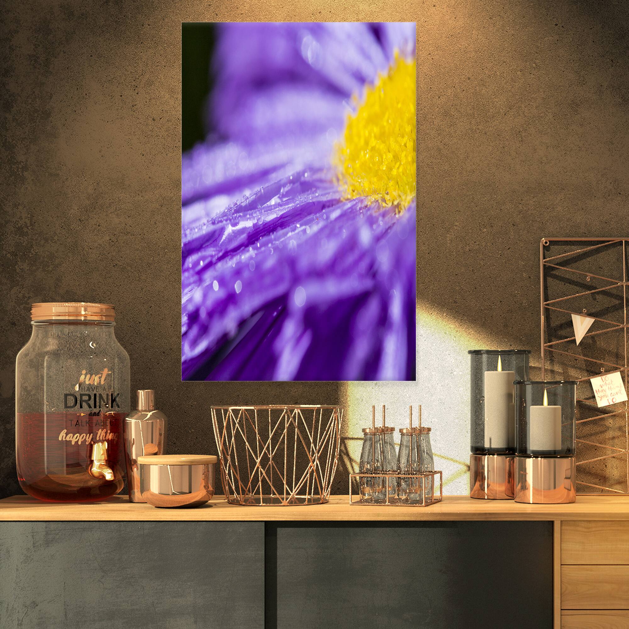 Designart - Large Violet Flower Petal Close up - Large Flower Canvas Wall Art