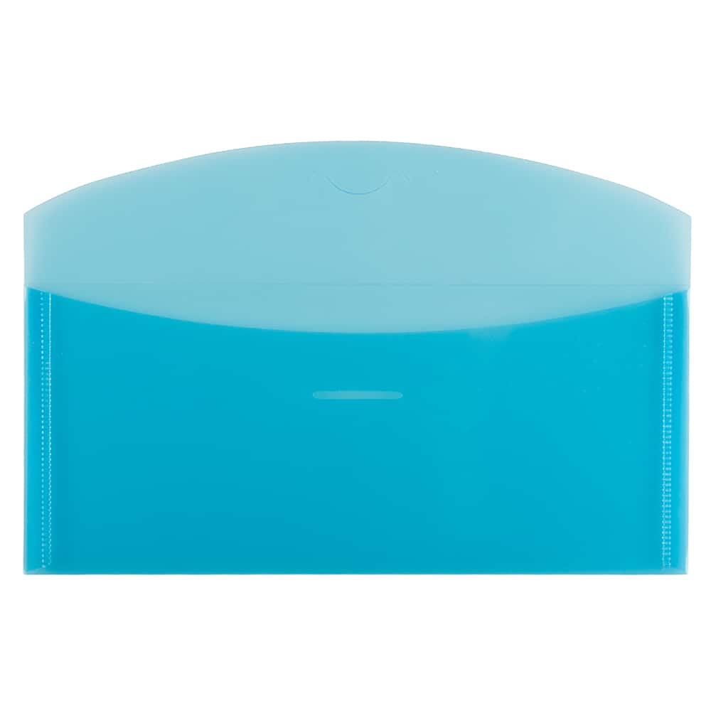 JAM Paper Blue Plastic Tuck Flap Closure 4.25" x 9.75" Envelopes, 12ct.