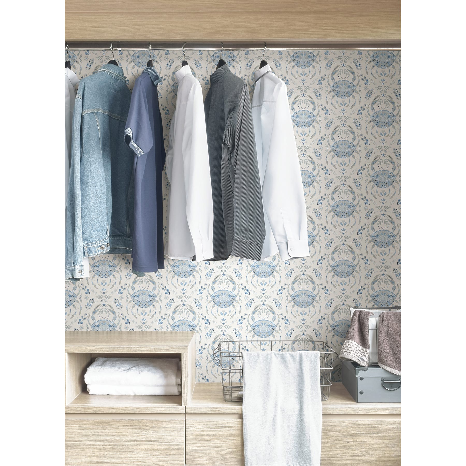 NuWallpaper Blue Shellby Peel & Stick Wallpaper