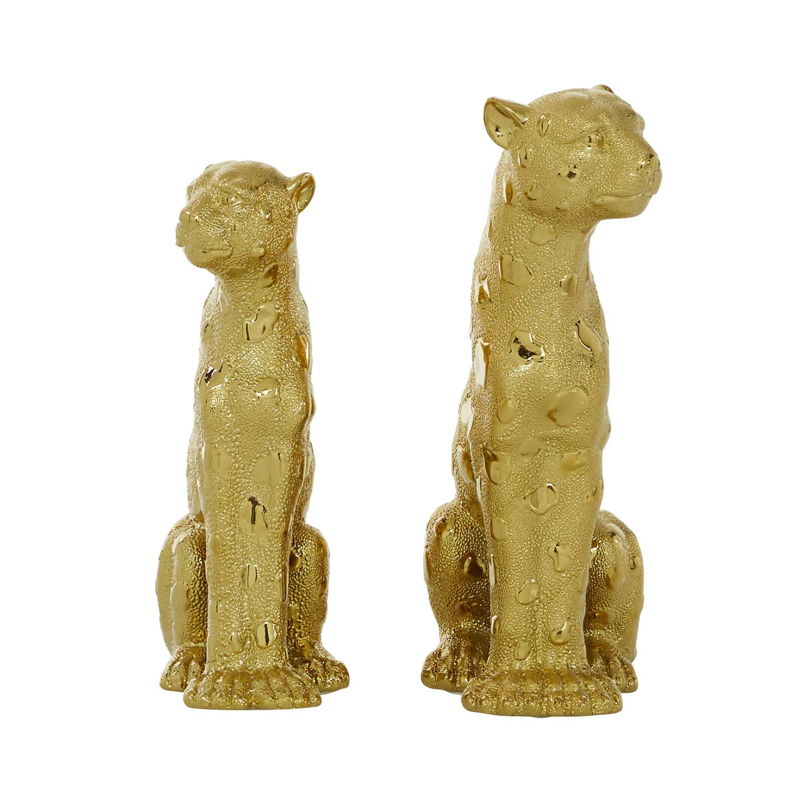Gold Glam Leopard Sculpture Set