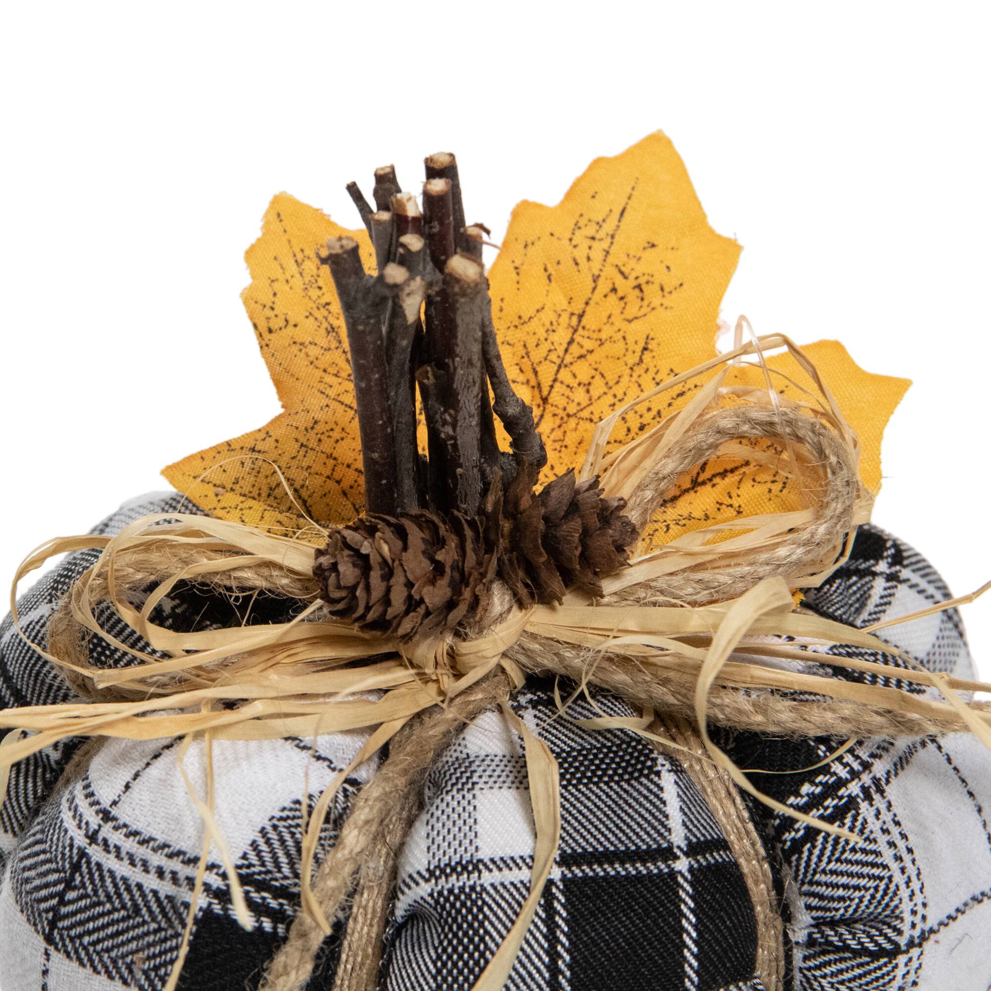 5" Black & White Plaid Fall Harvest Plush Pumpkin