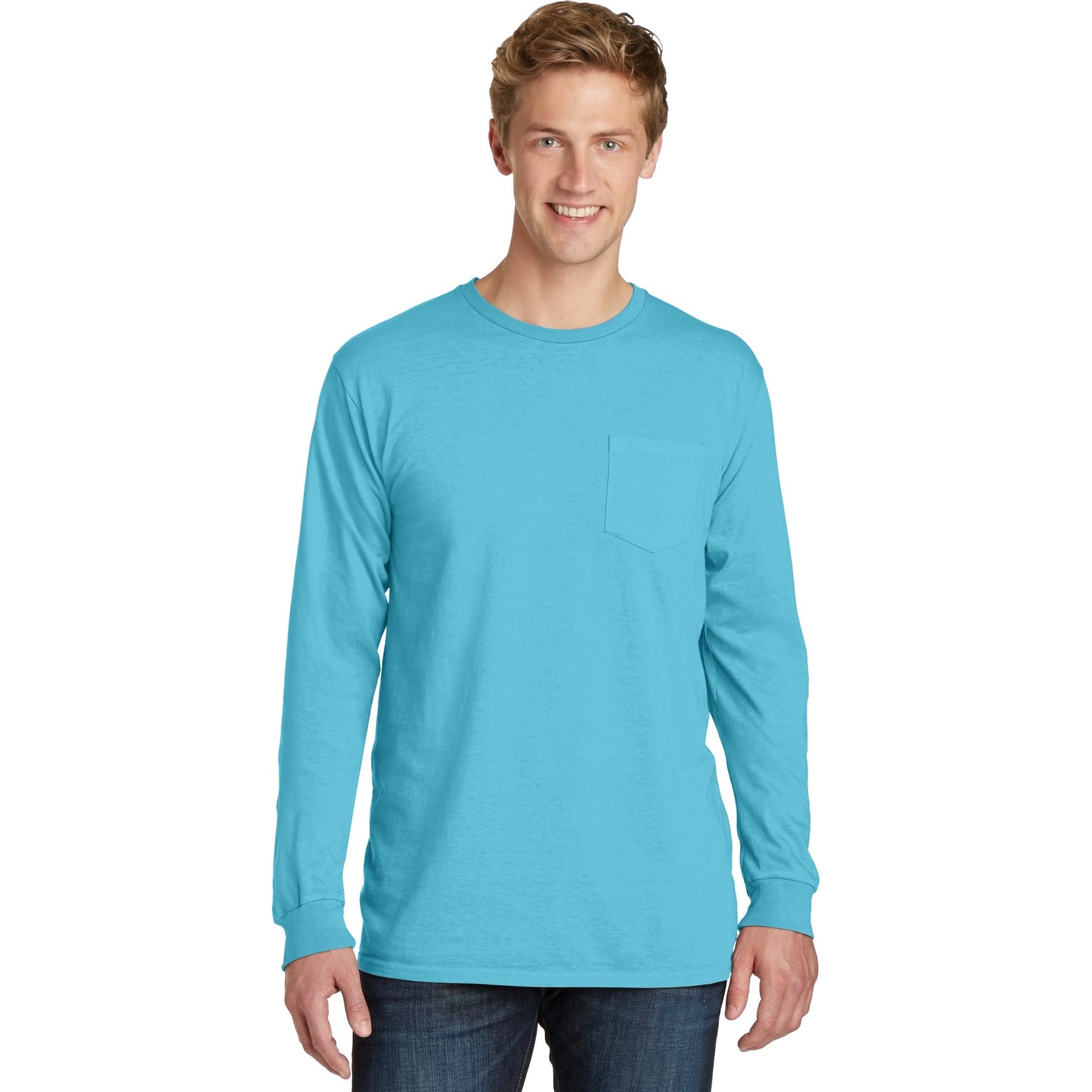 Port & Company® Beach Wash® Garment-Dyed Long Sleeve Pocket T-Shirt