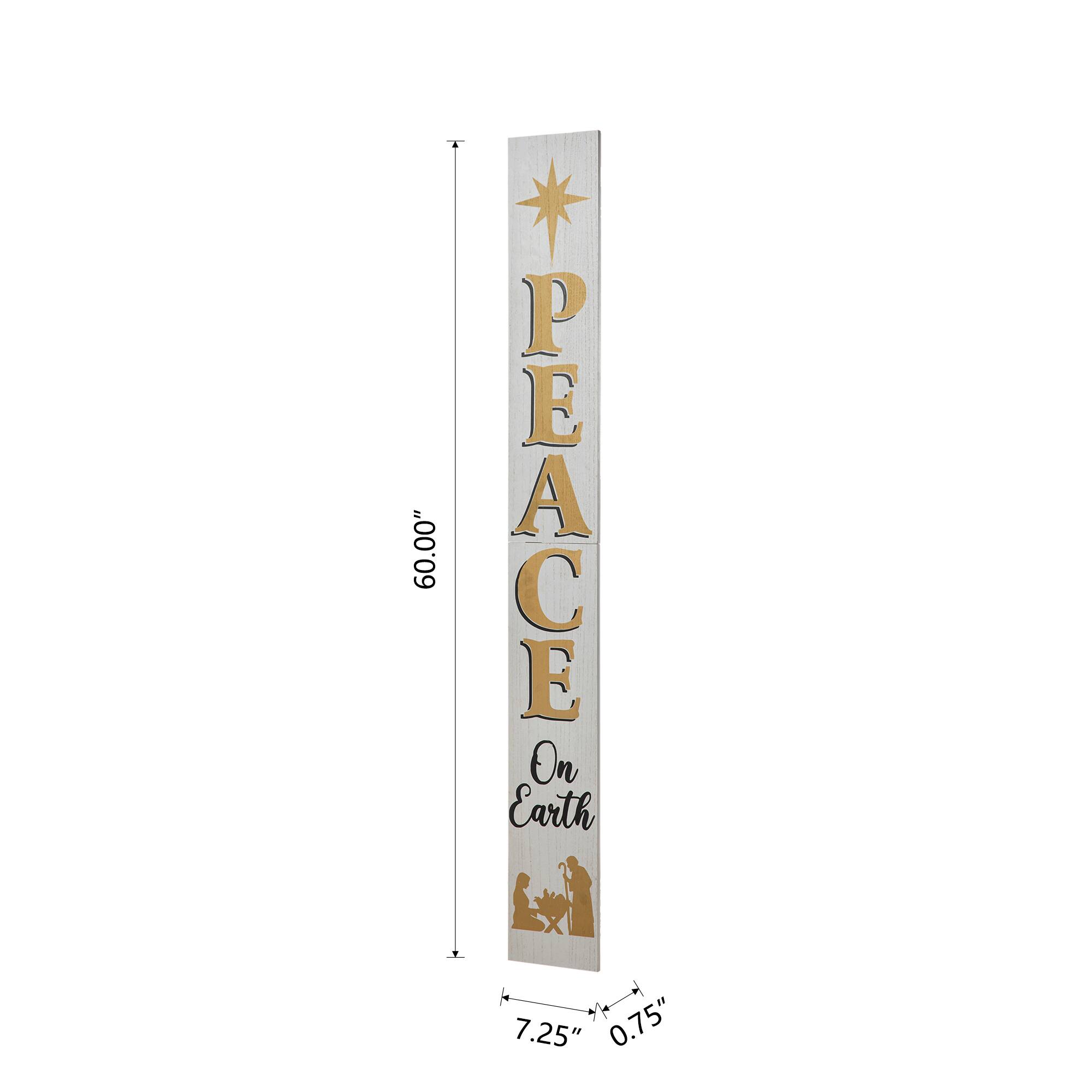 Glitzhome® 60'' PEACE Nativity Wooden Porch Sign