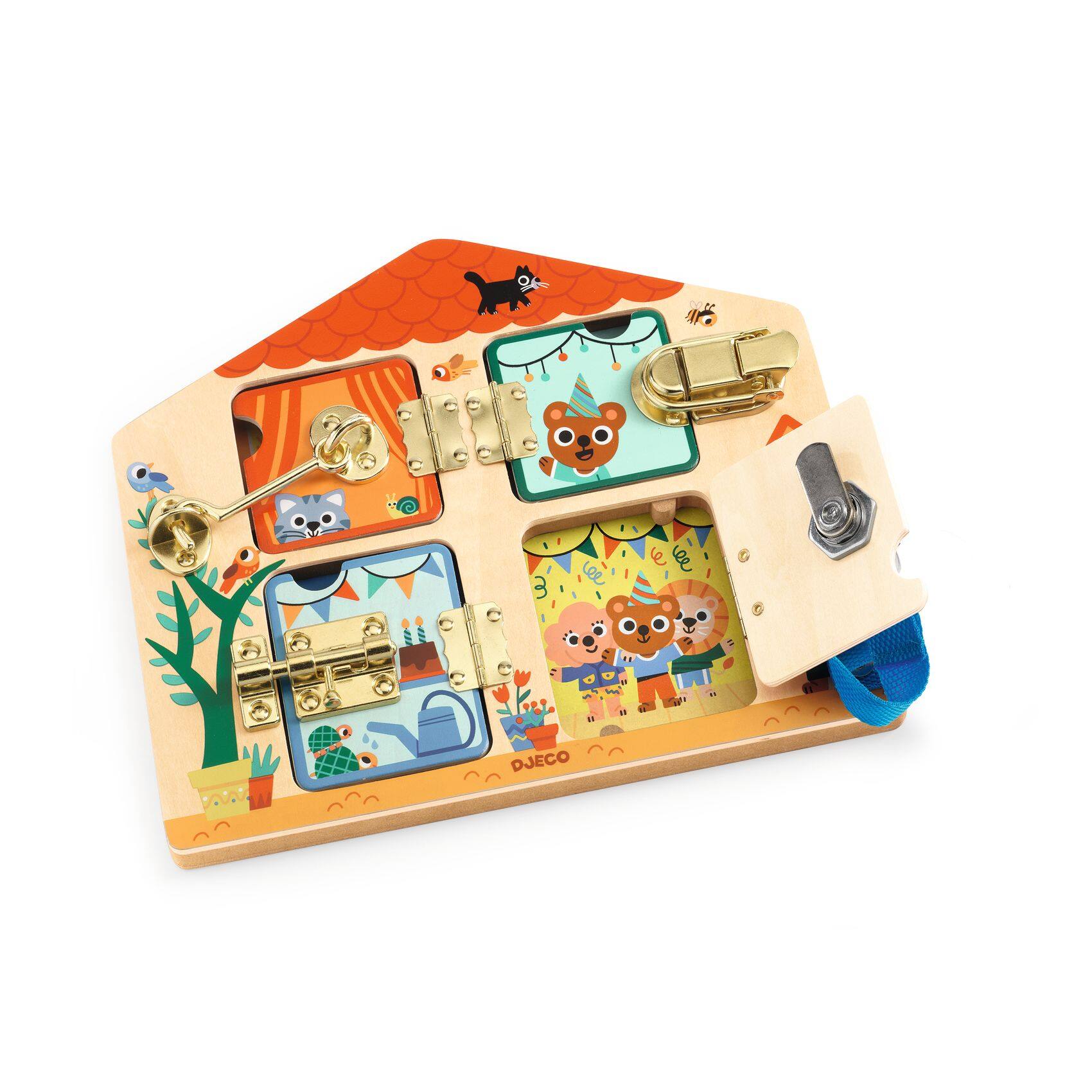 DJECO Cabanalock Skill Wooden Lock Activity Board Kit