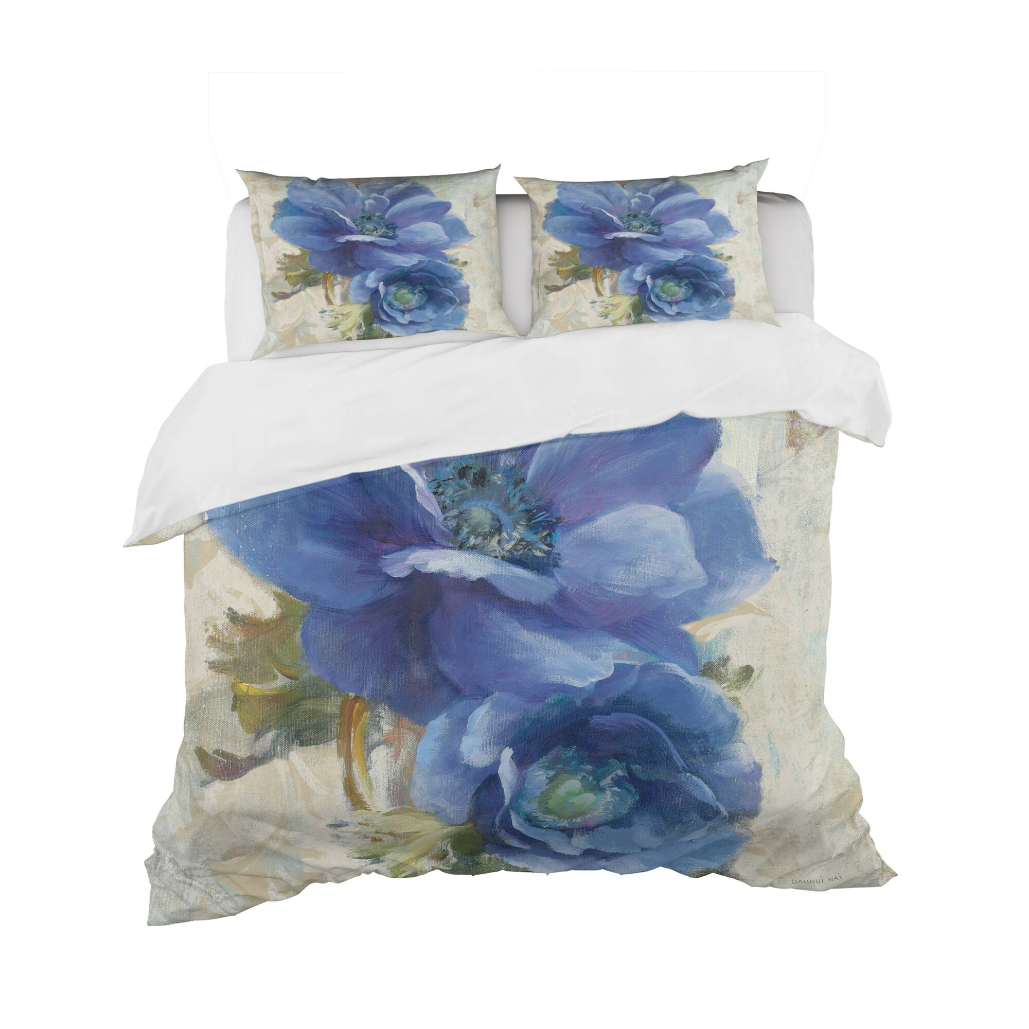 Designart 'Blue Anemone Flower' Cottage Bedding Set - Duvet Cover & Shams