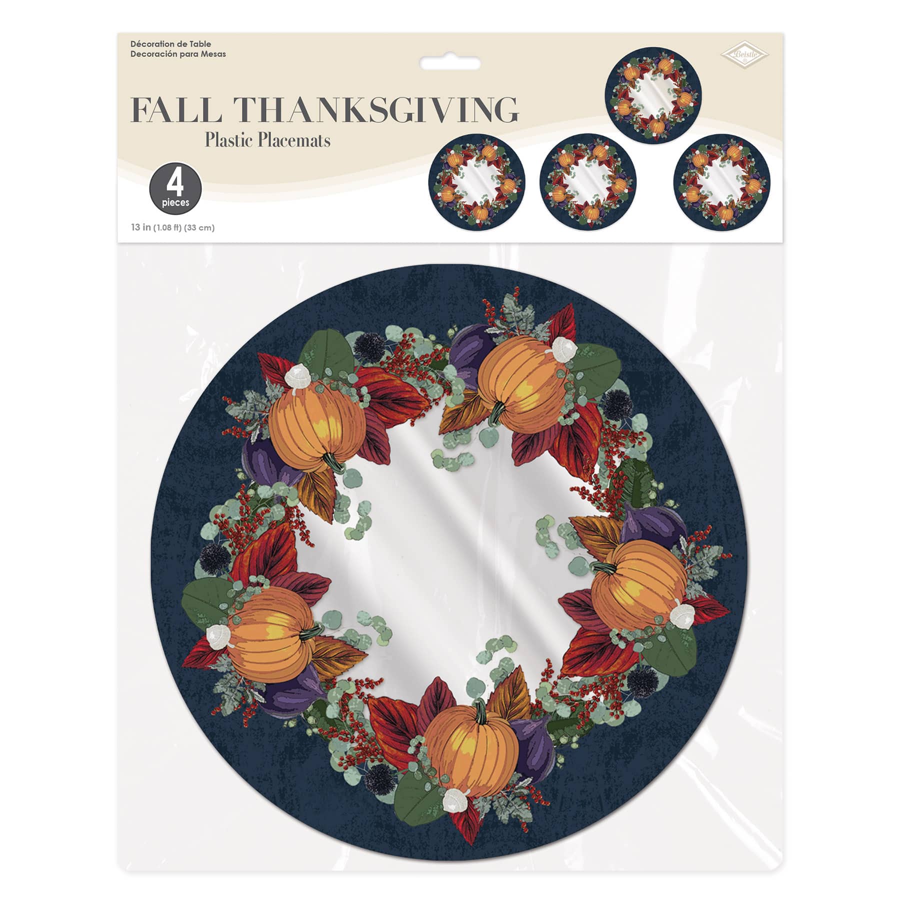 Beistle 13" Fall Thanksgiving Plastic Placemats, 4ct.
