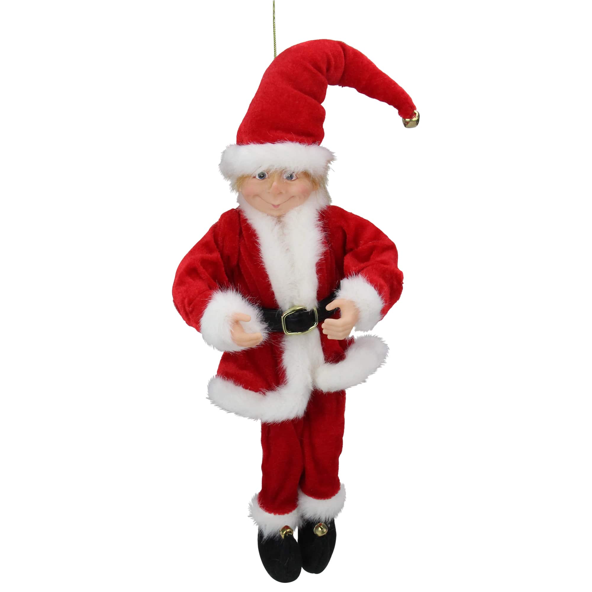 Red & White Bendable Elf in a Santa Suit Accent