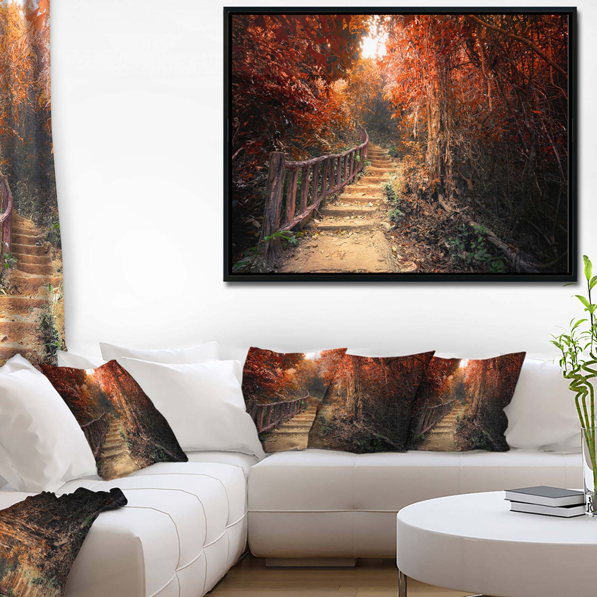 Designart - Stairway Through Red Fall Forest