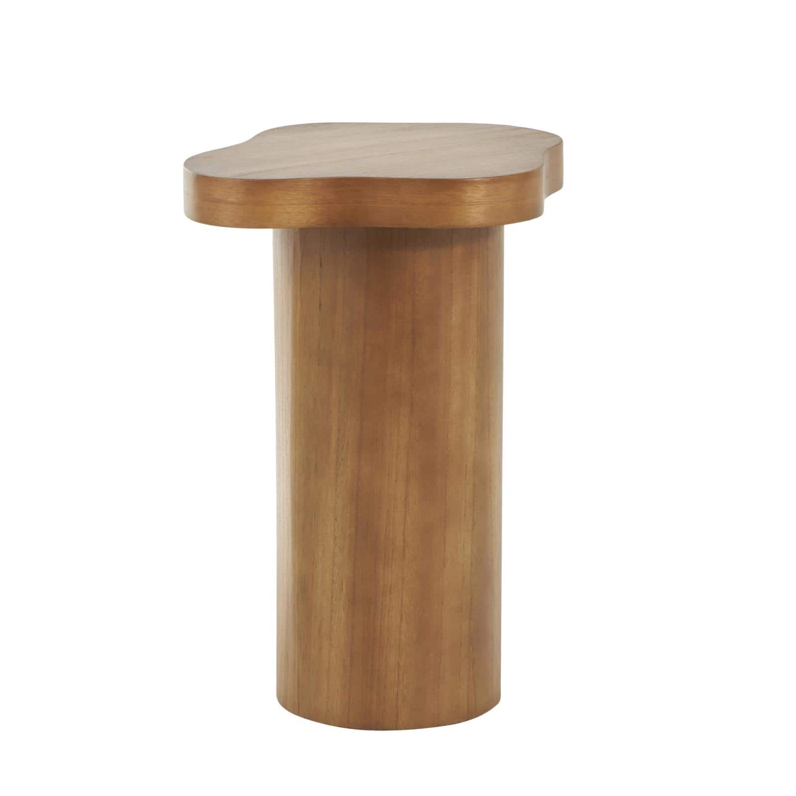 23" Brown Pedestal Side End Accent Table with Rounded Square Top