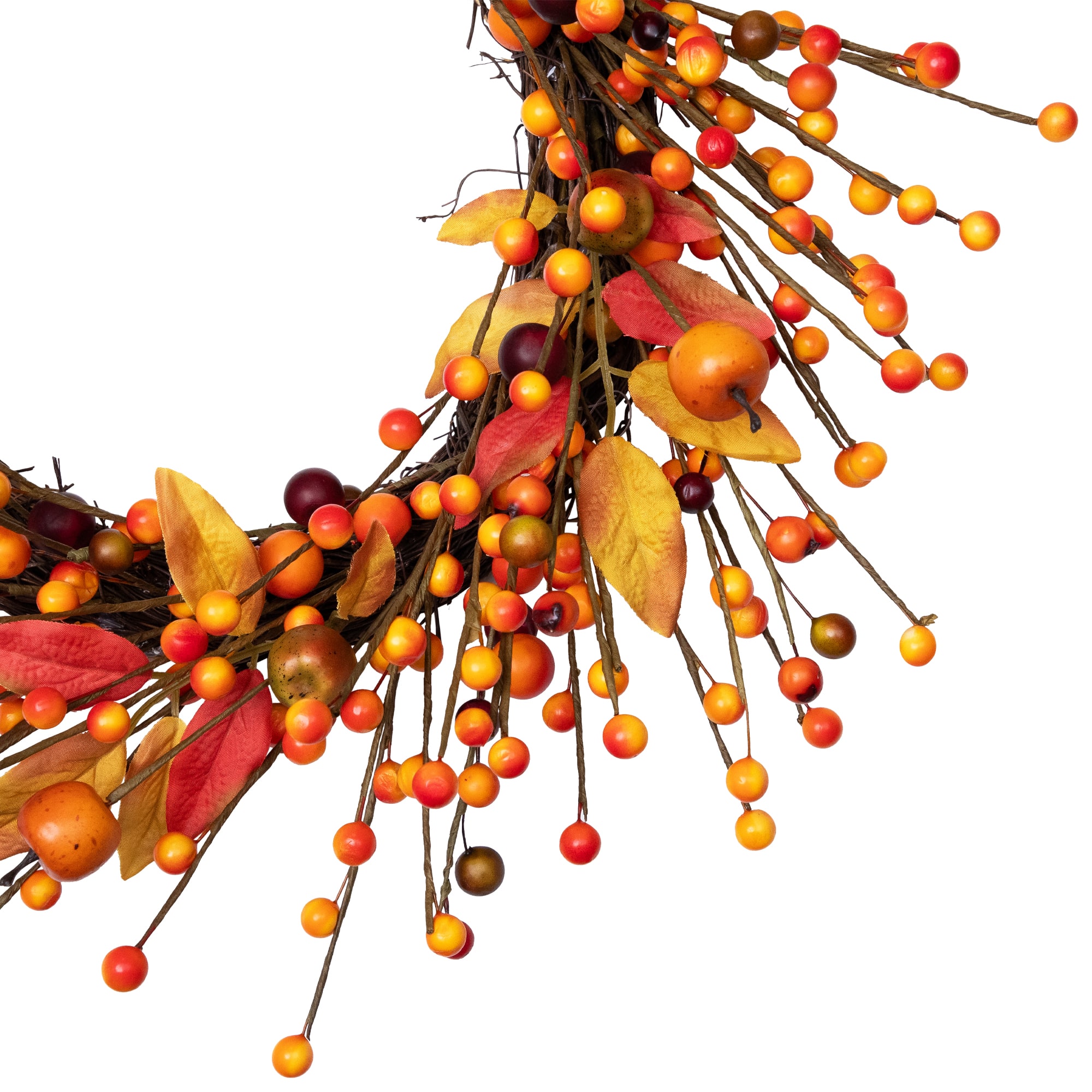 18" Berries & Apples Foliage Twig Thanksgiving Wreath