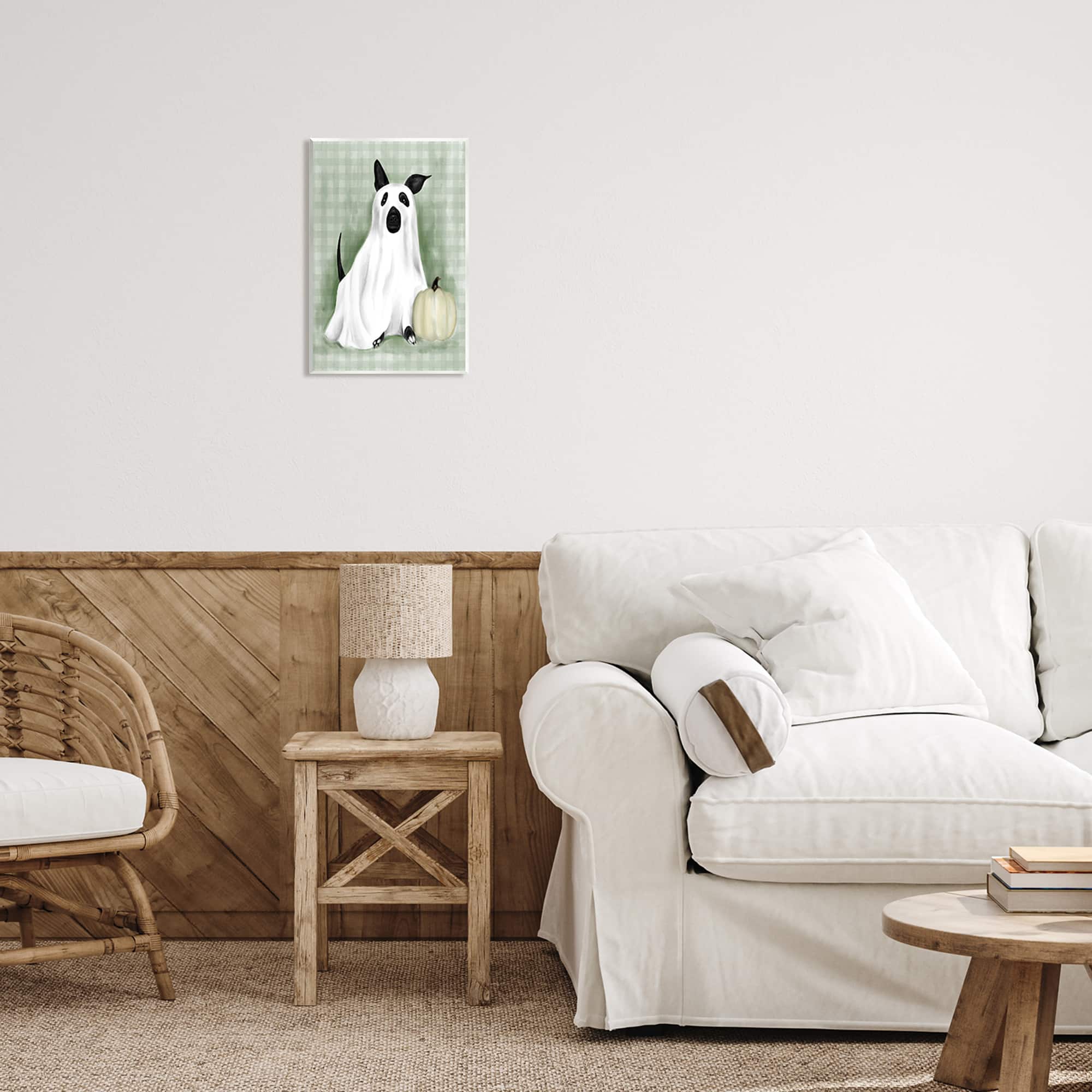 Stupell Industries Dog Ghost Halloween Costume Wall Plaque Art