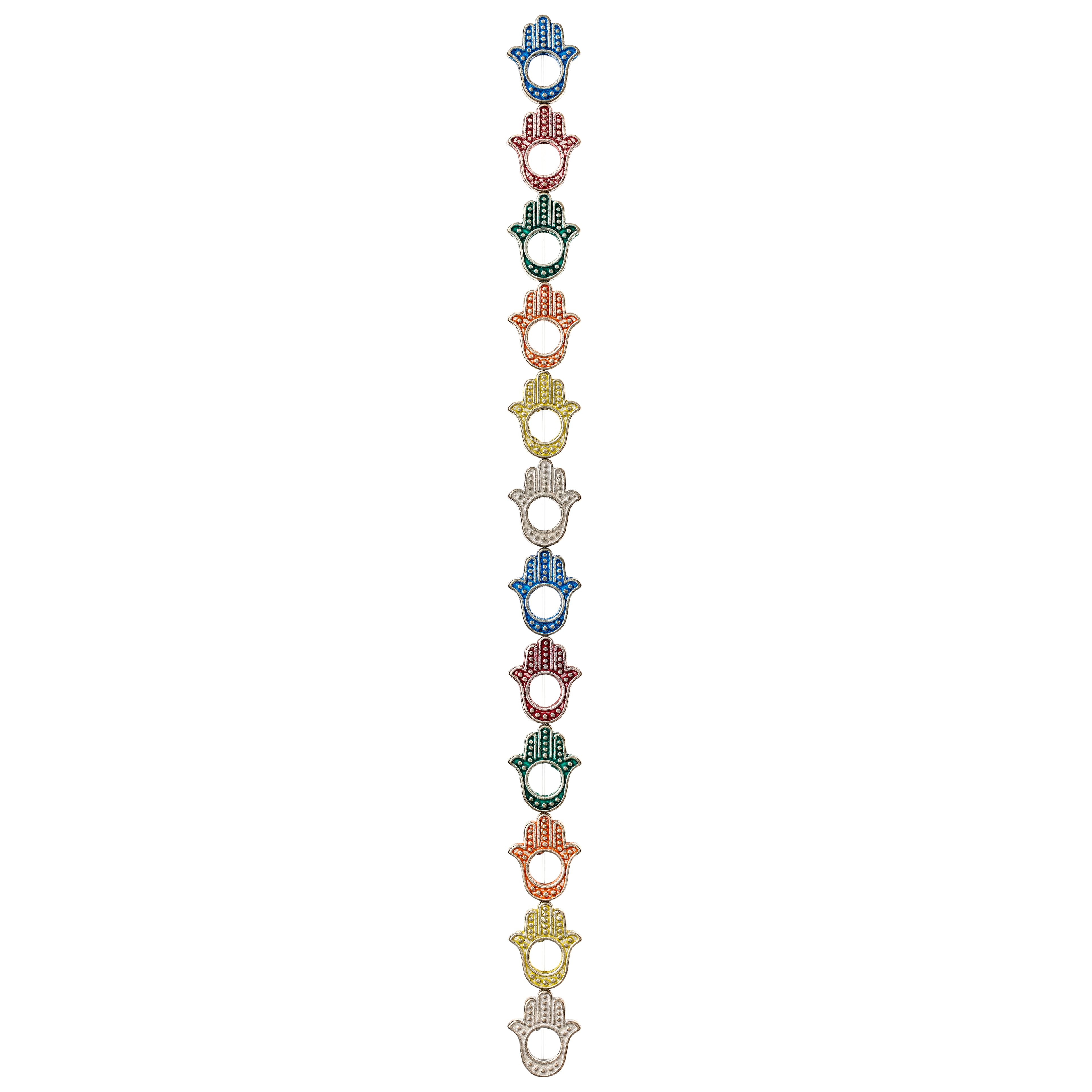 Multicolor Hamsa Metal Hand Beads, 15mm by Bead Landing™