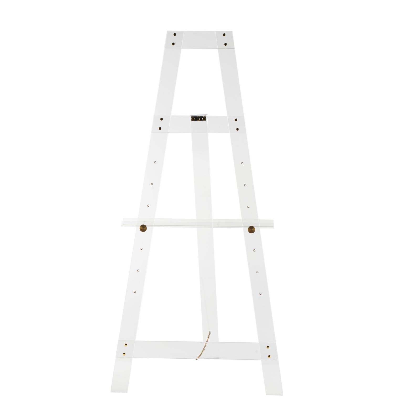 57" Clear Acrylic Plastic Adjustable 7-Tier Display Easel with Gold Metal Hardware & Chain Support