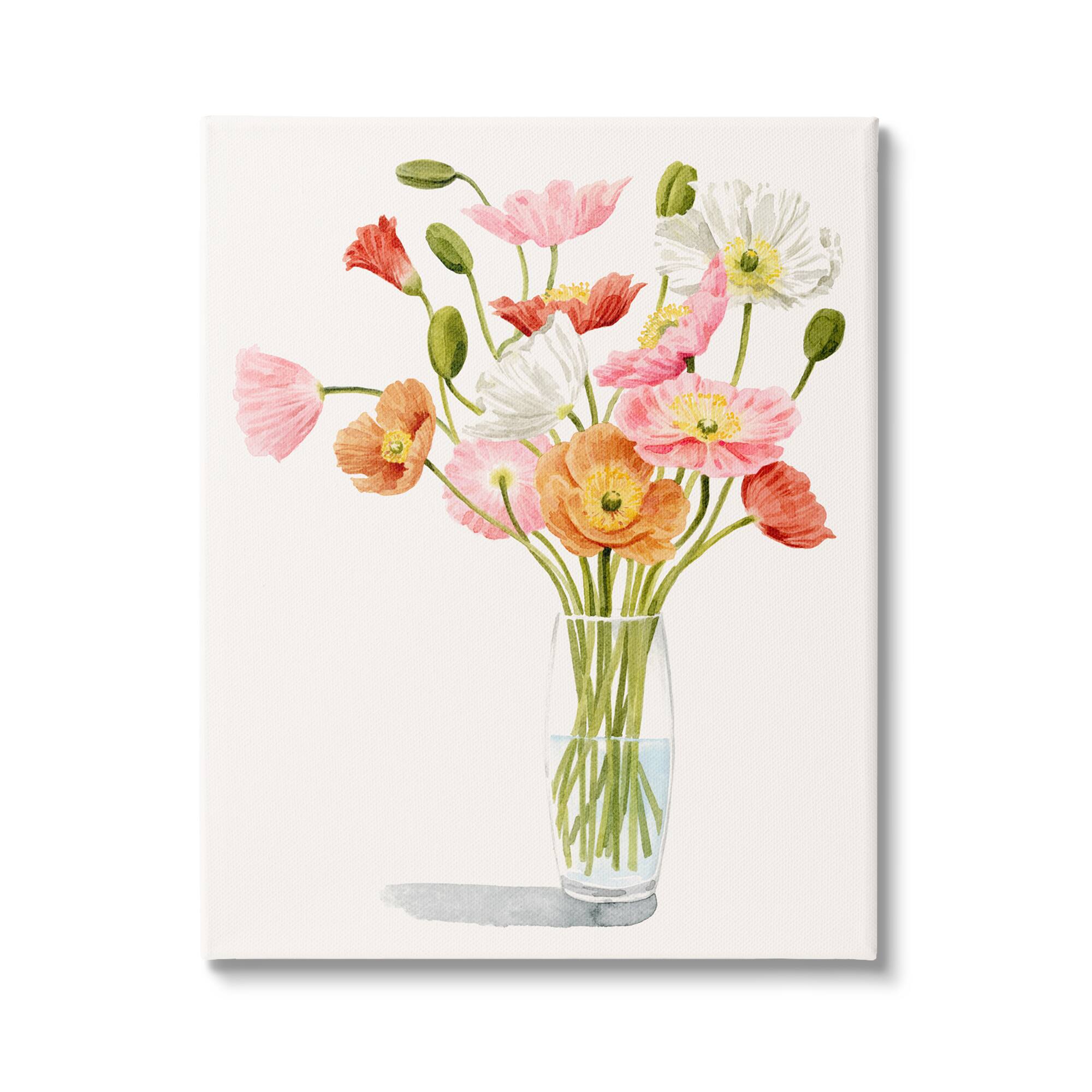 Stupell Industries Vivid Poppies Glass Floral Bouquet Arrangement Canvas Wall Art