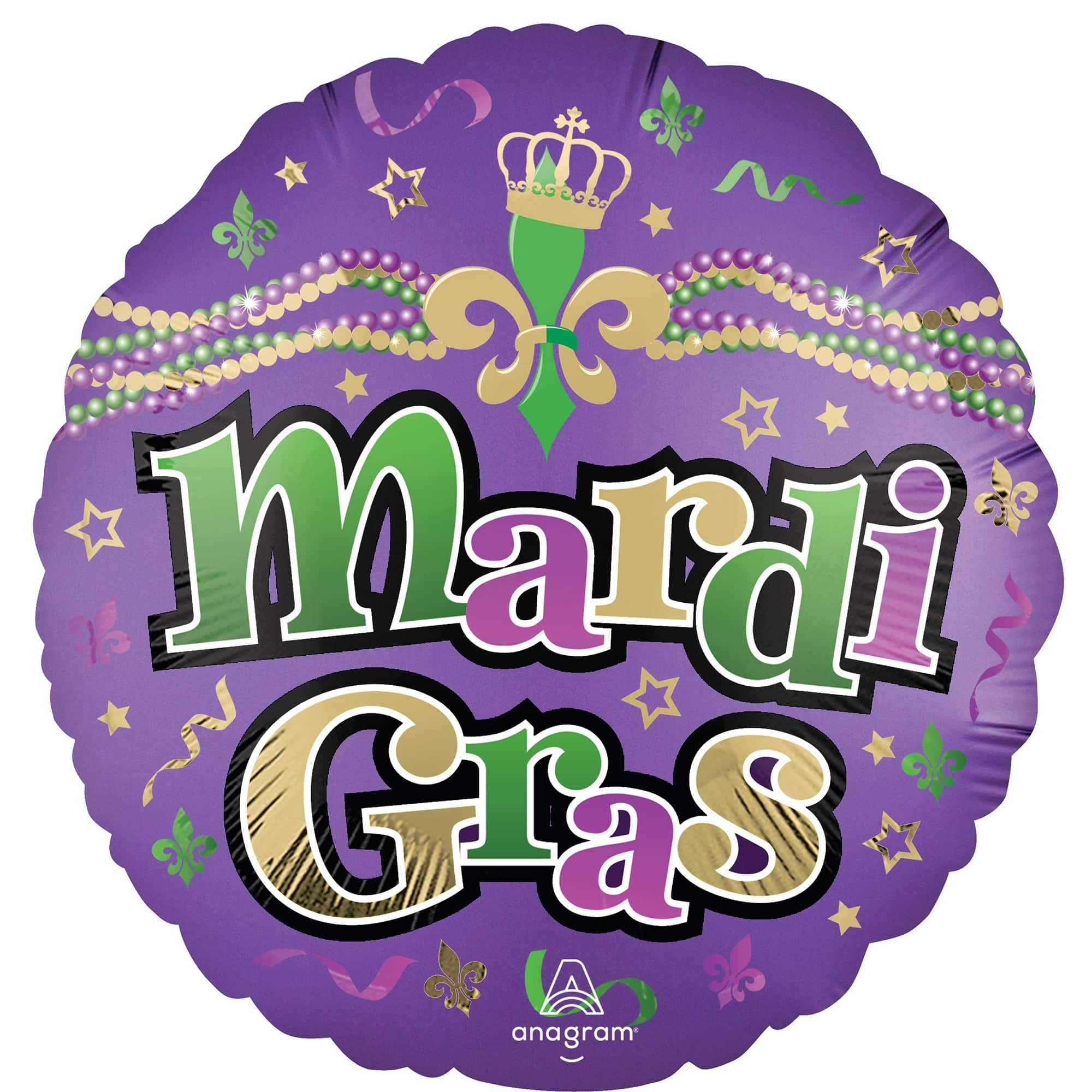 18" Majestic Mardi Gras Foil Balloon