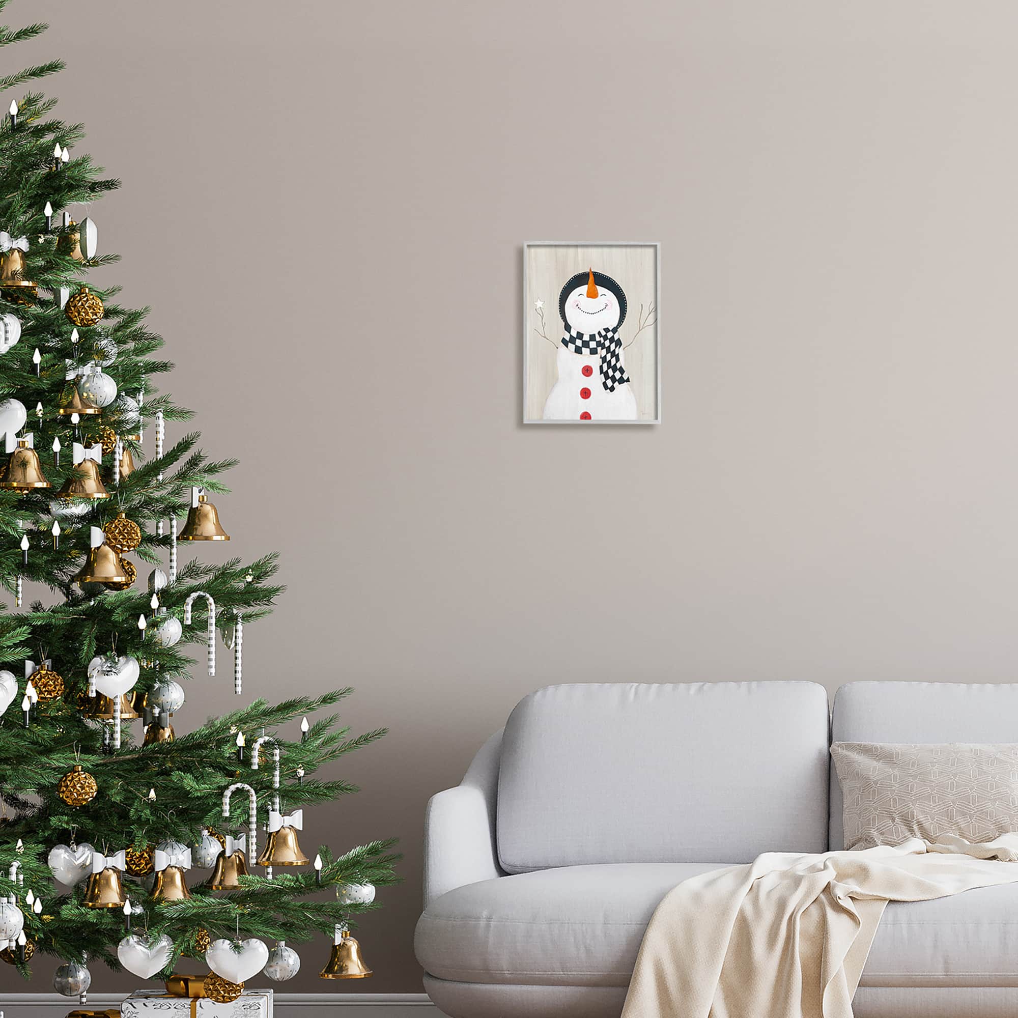 Stupell Industries Happy Smile Winter Snowman Framed Giclee Art