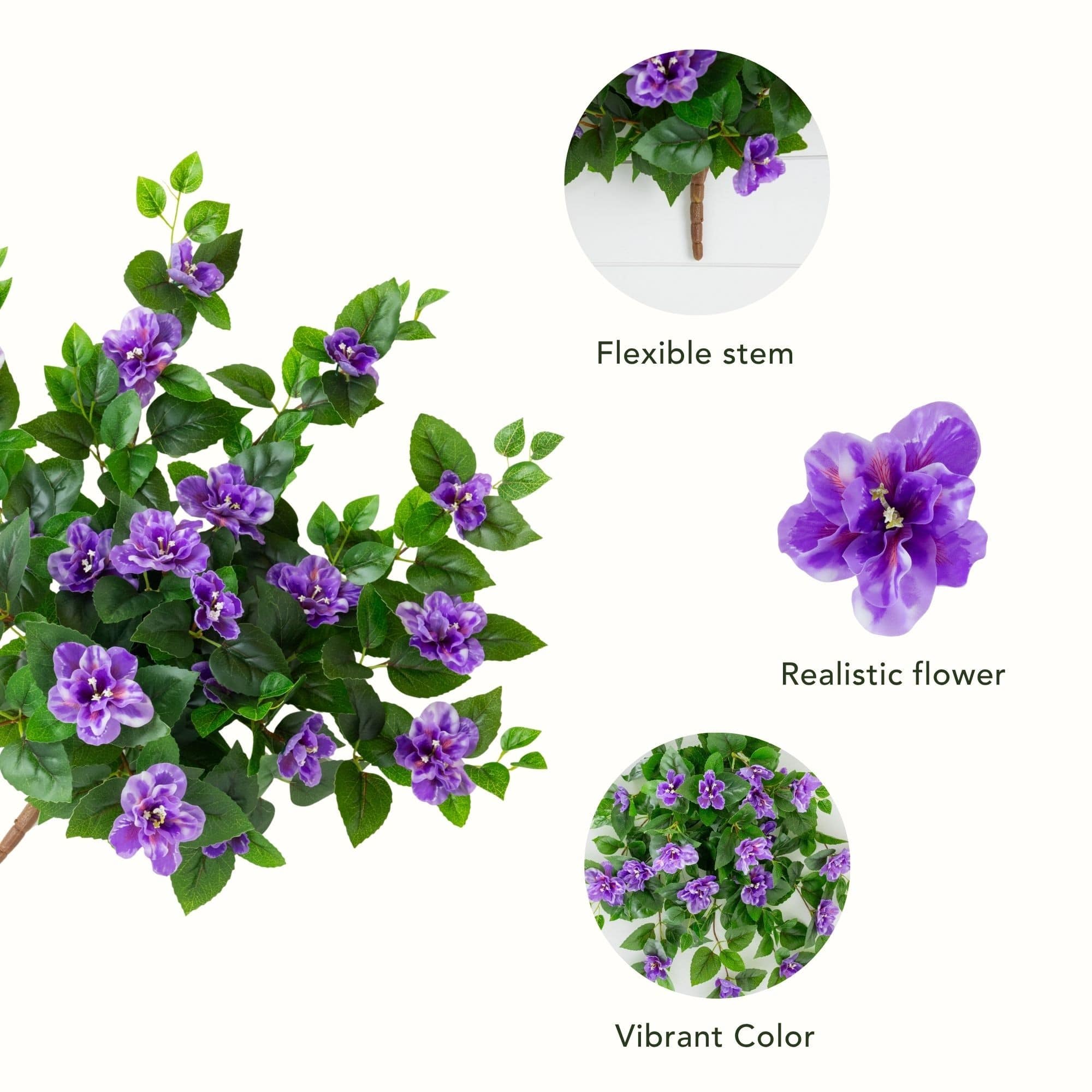 24" UV Resistant Artificial Azalea Hanging Plants, 3ct.