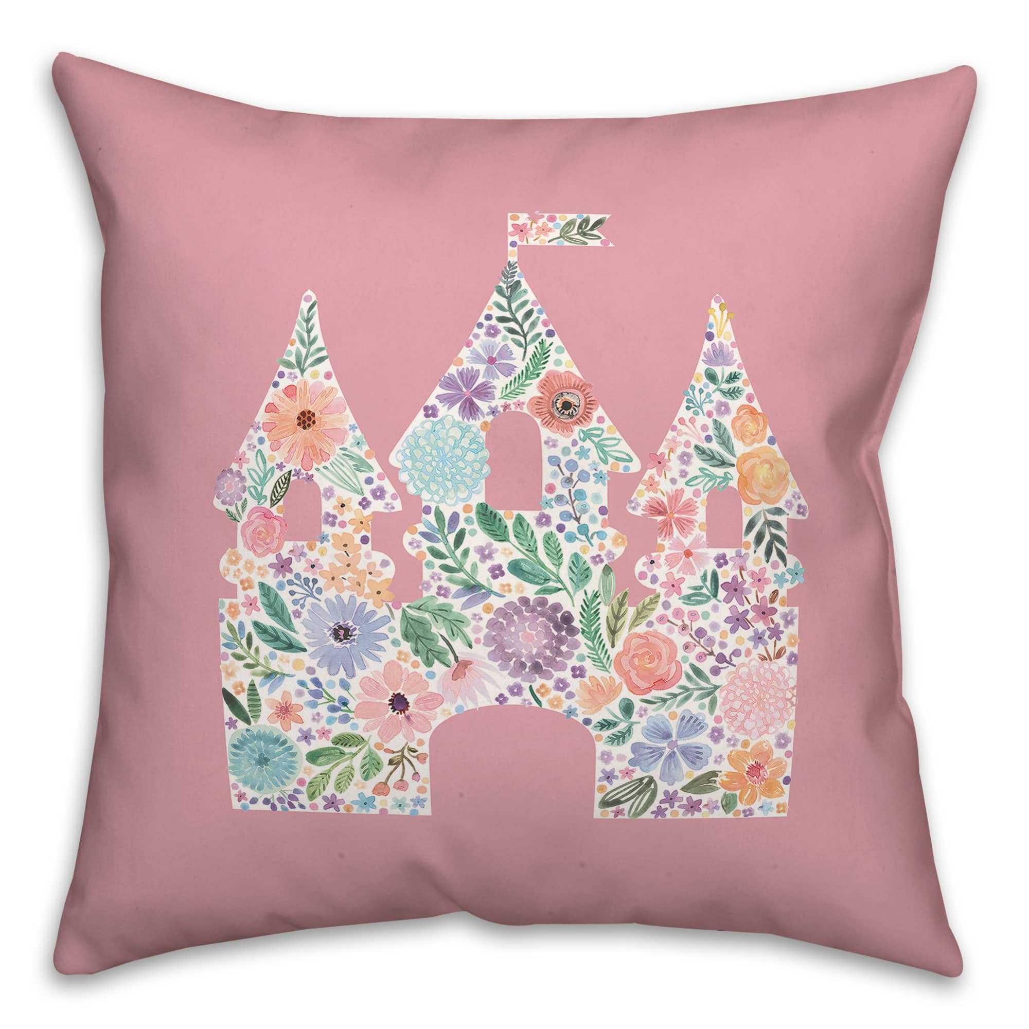 Floral Castle 18" x 18" Throw Pillow