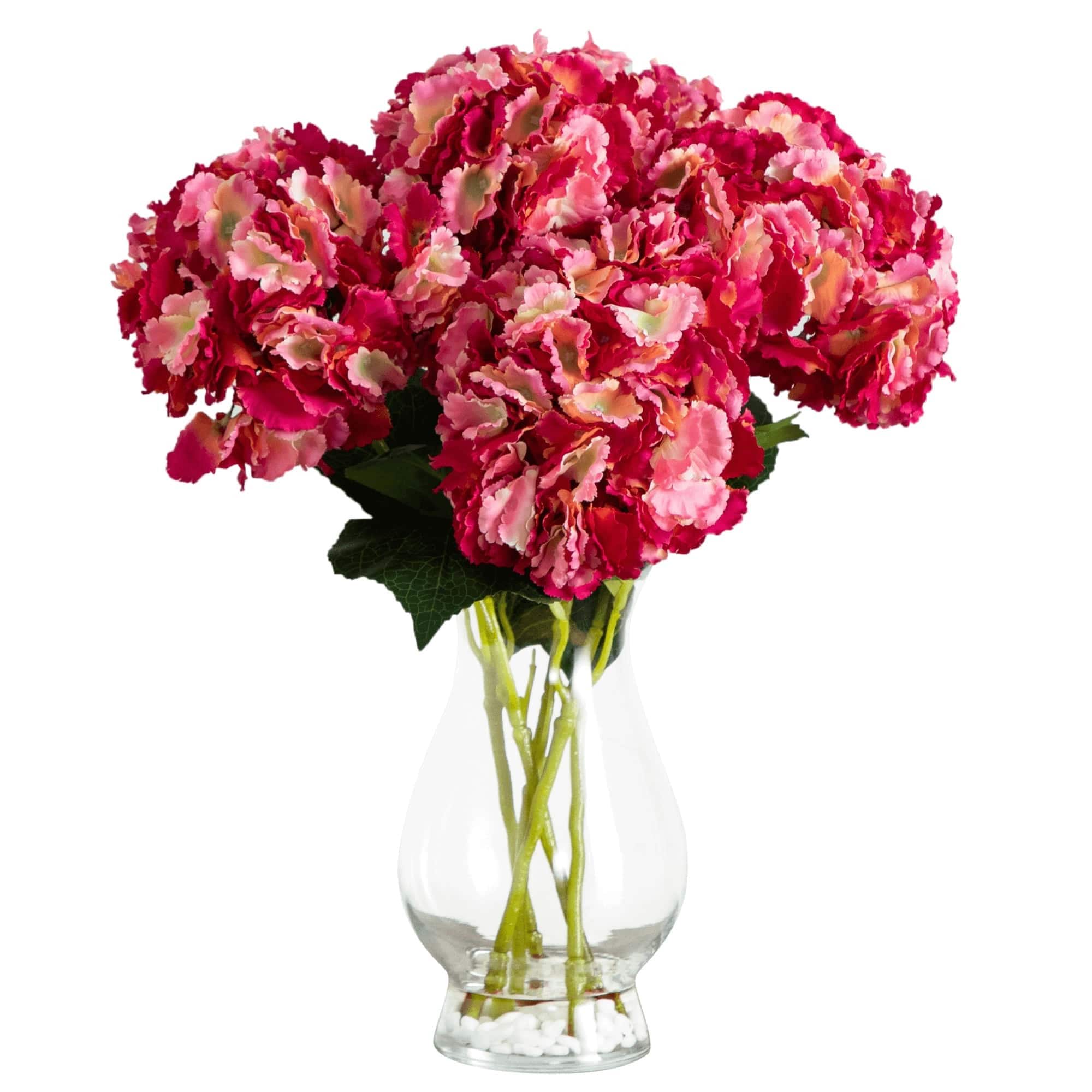 20" Artificial Hydrangea Arrangement in Glass Vase