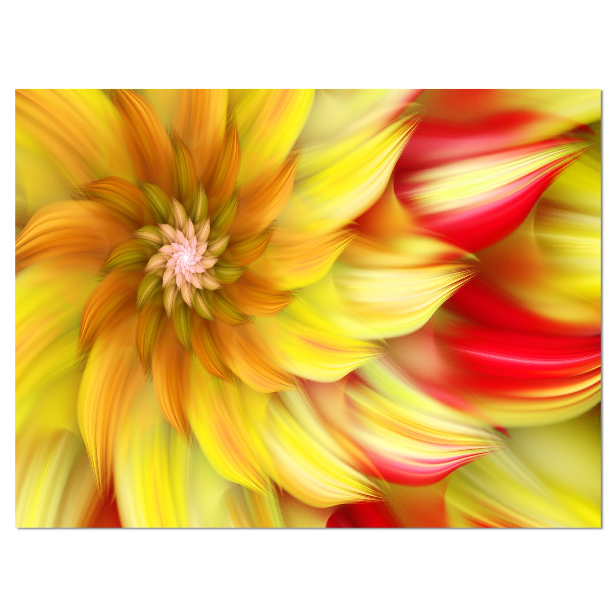 Designart - Rotating Yellow Red Fractal Flower