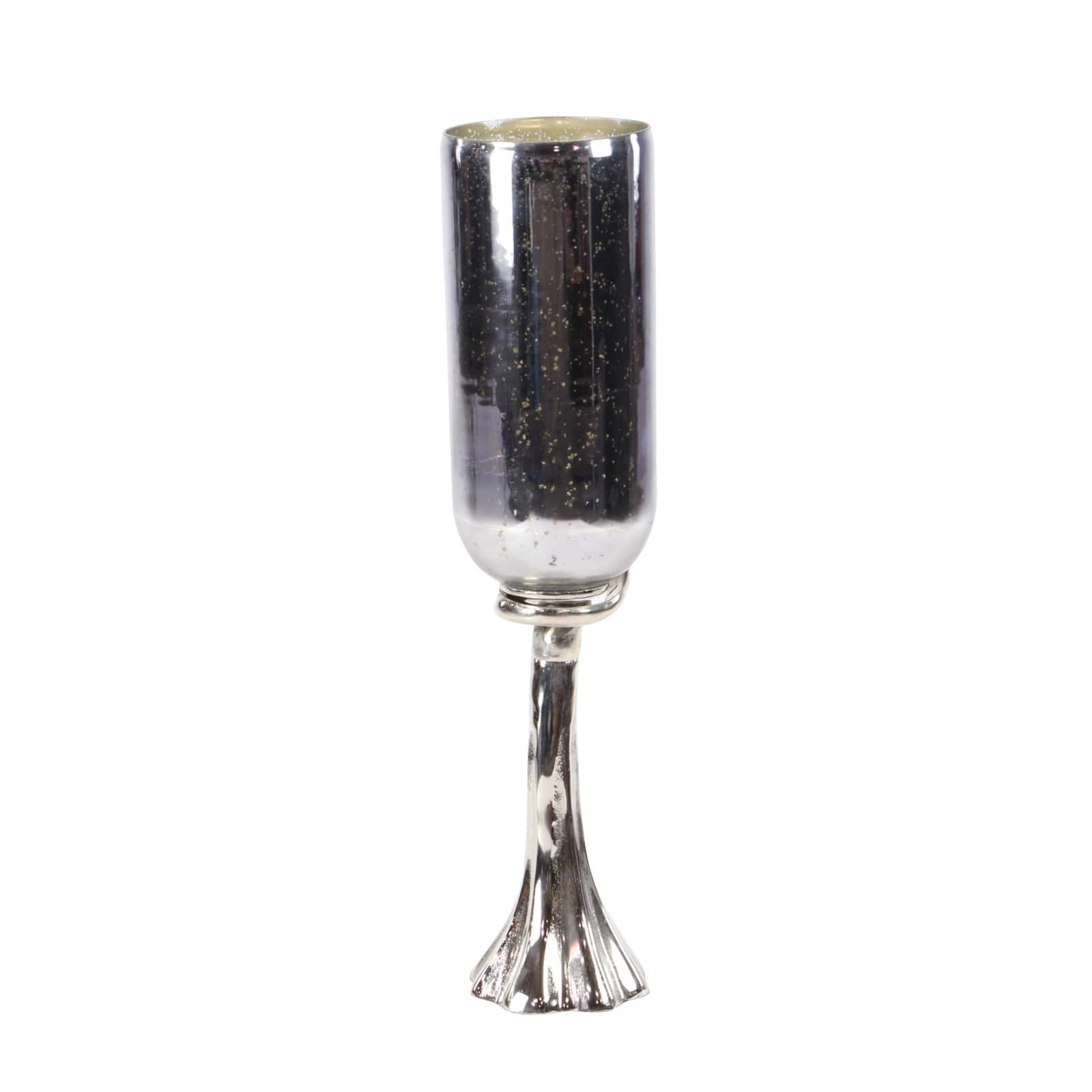 26" Black Glass & Aluminum Modern Candlestick Holder
