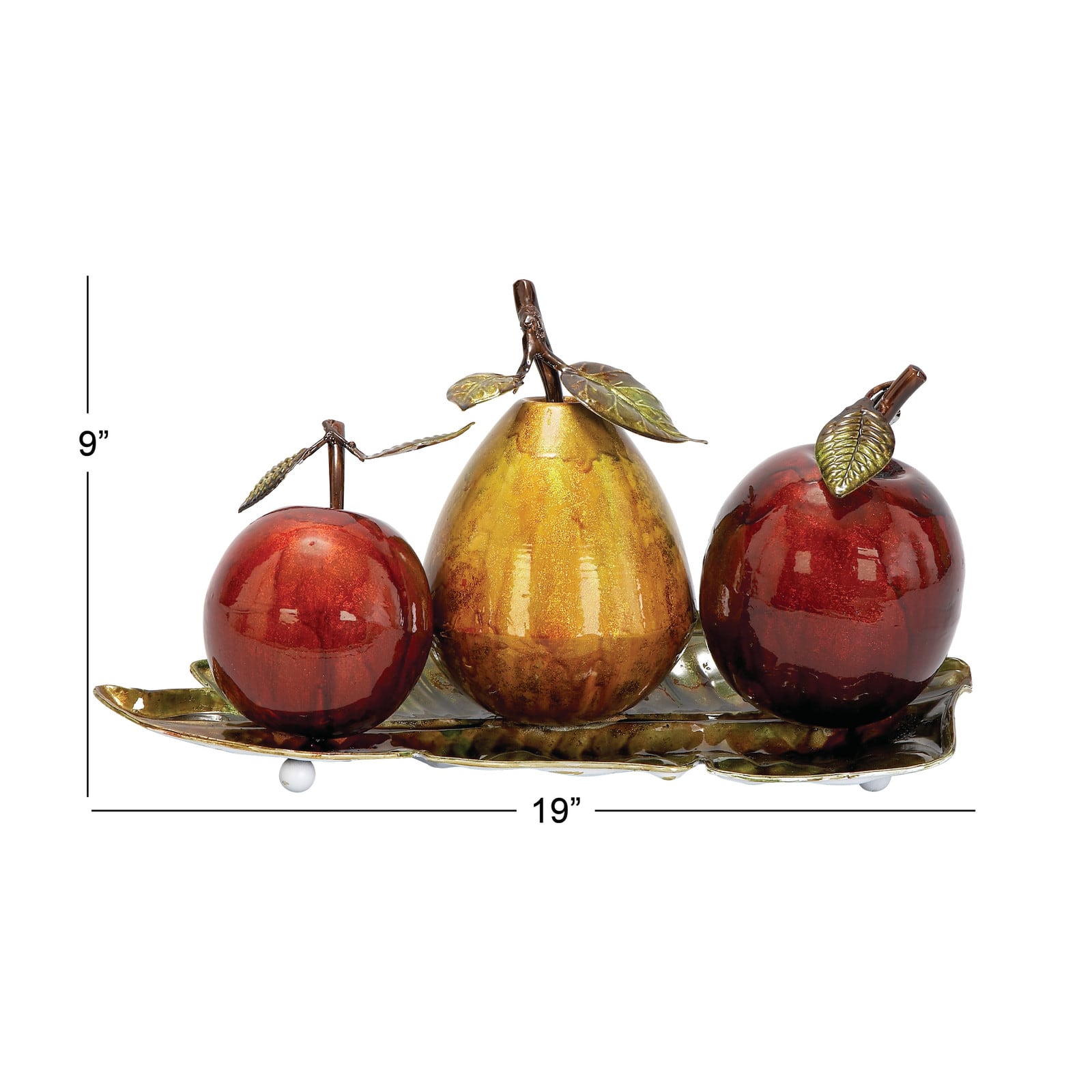 19" Red Iron Traditional Decorative Fruit with Tray