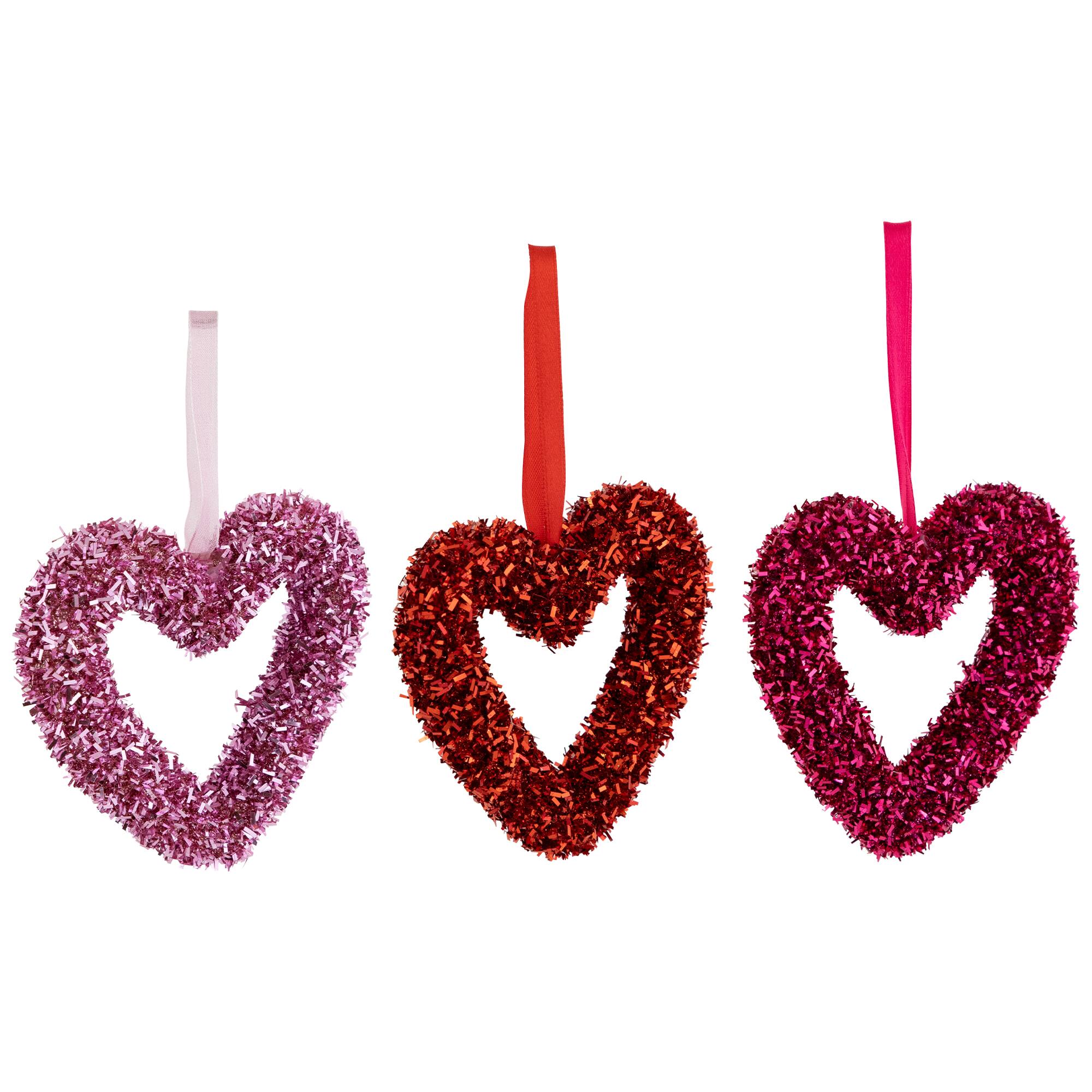4" Shimmering Tinsel Hearts Valentine's Day Hanging Wall Décor, 18ct.