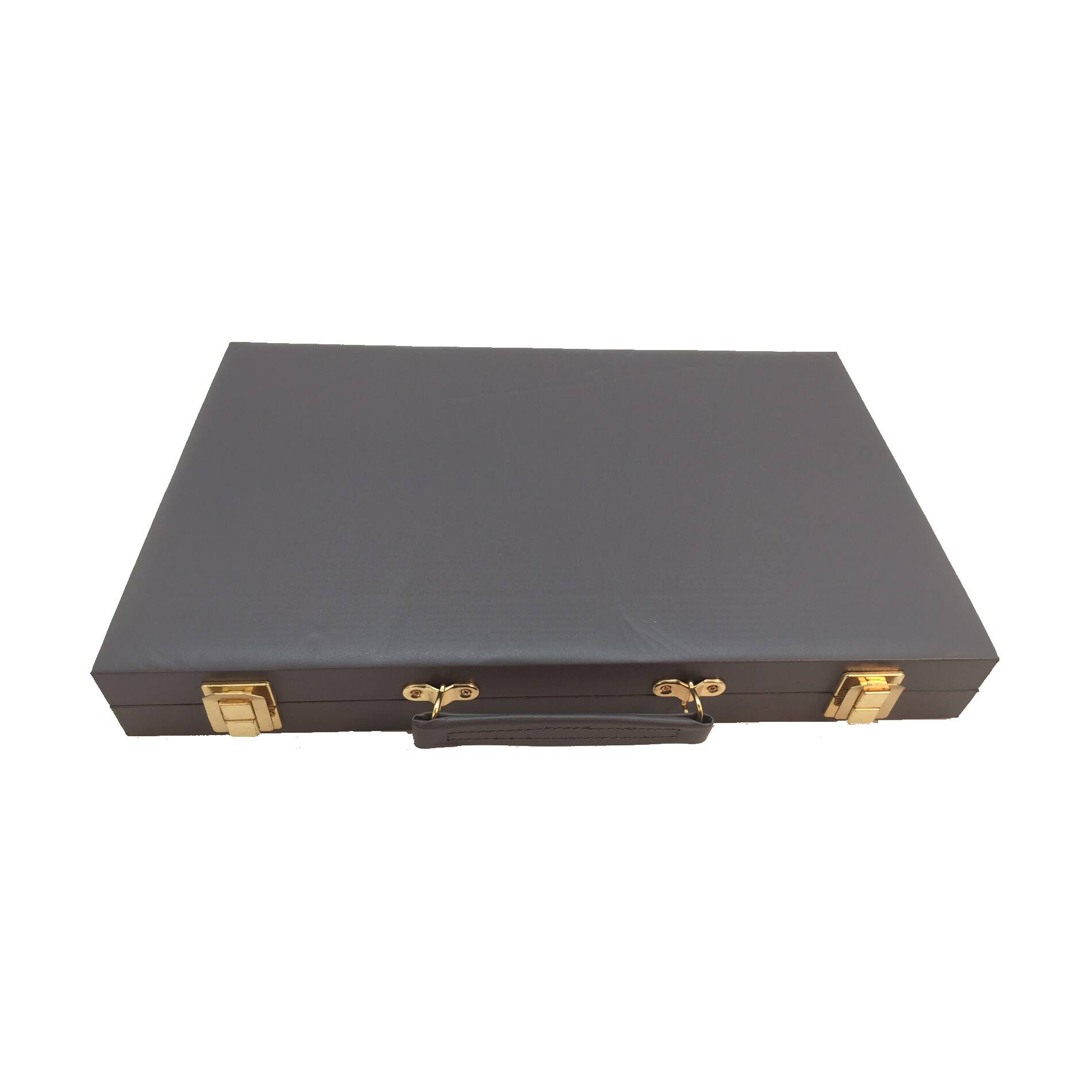 15" Gray Vinyl Backgammon Set
