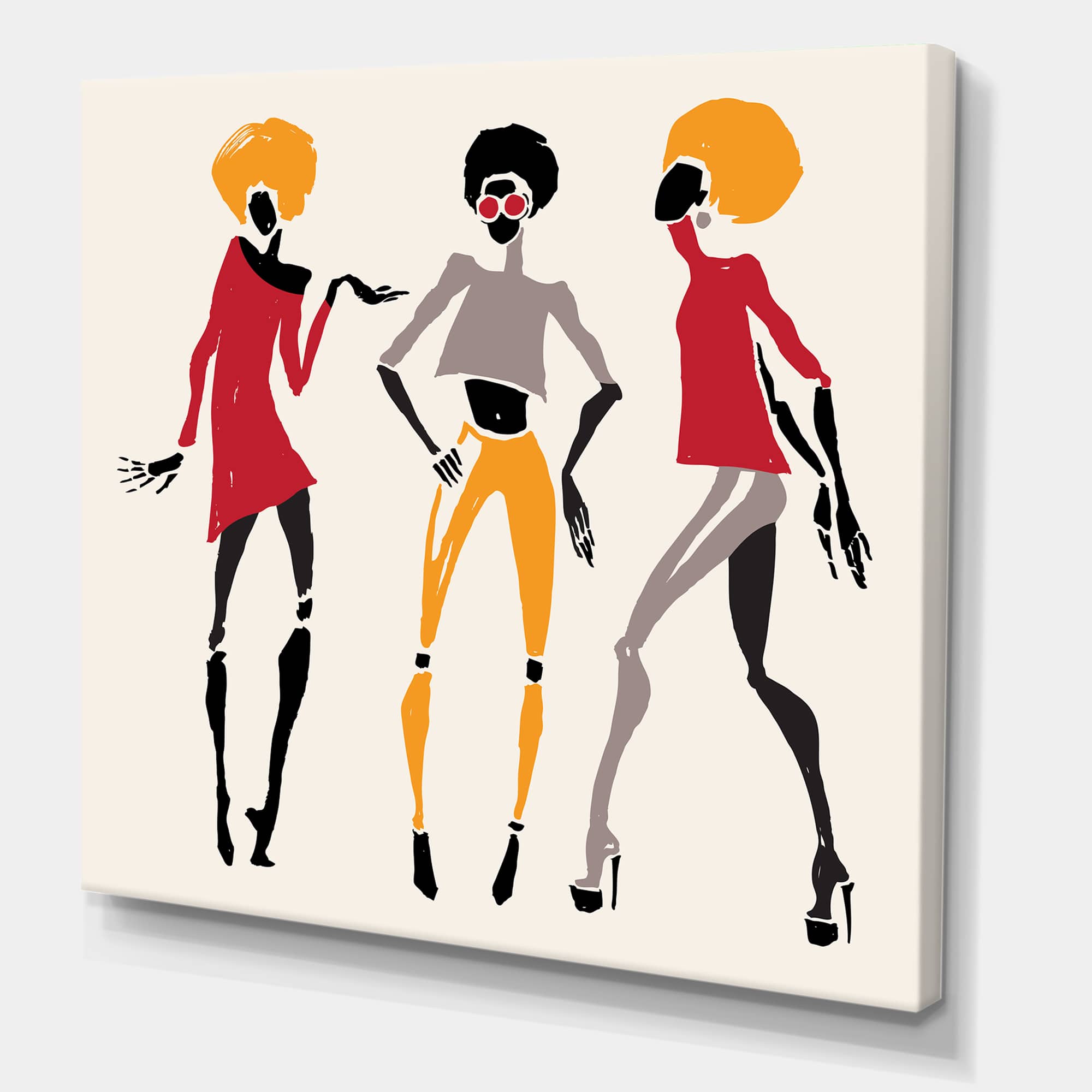 Designart - African American Women Silhouettes I - Modern Canvas Wall Art Print