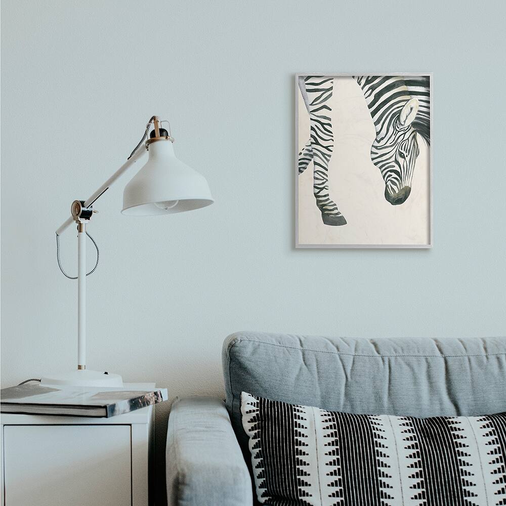 Stupell Industries Zebra Grazing Striped Safari Animal Hoof Detail in Frame Wall Art