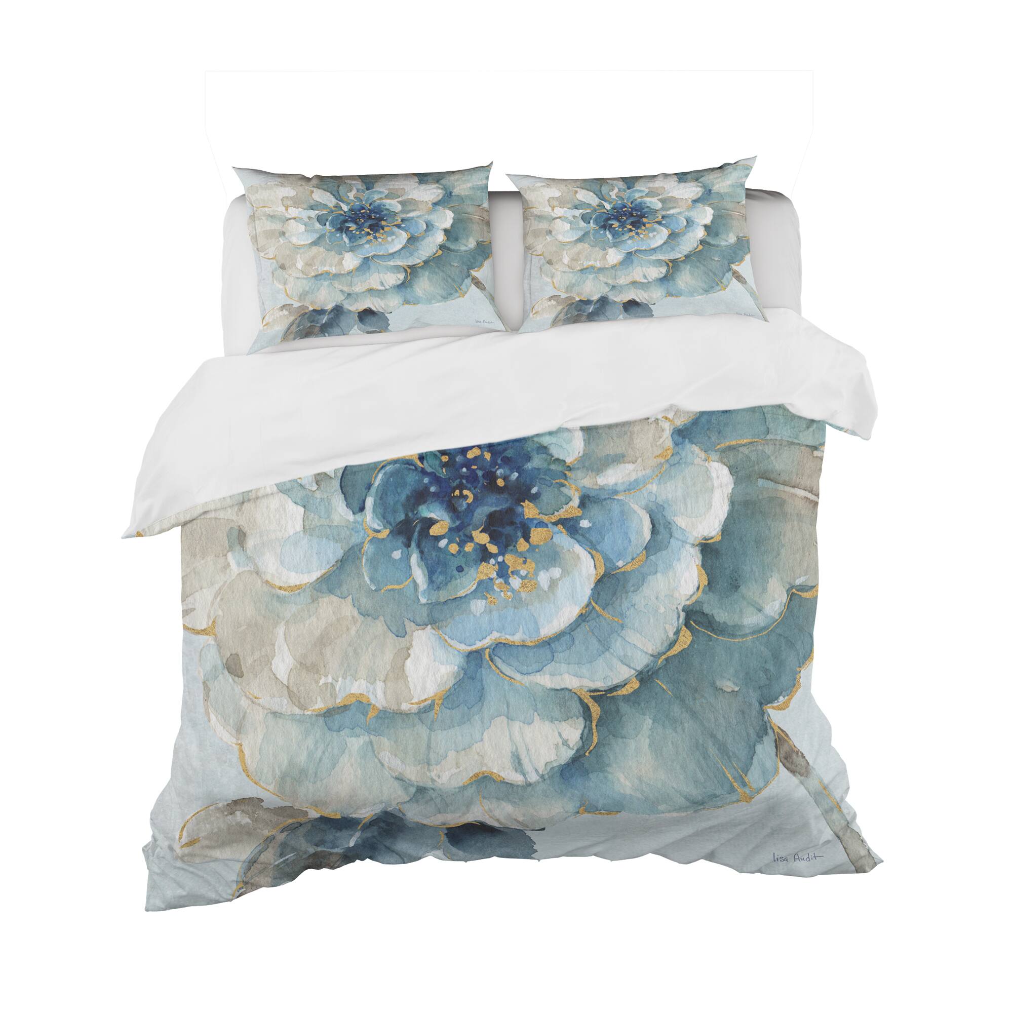 Designart 'Indigold Watercolor Flower II' Cottage Bedding Set