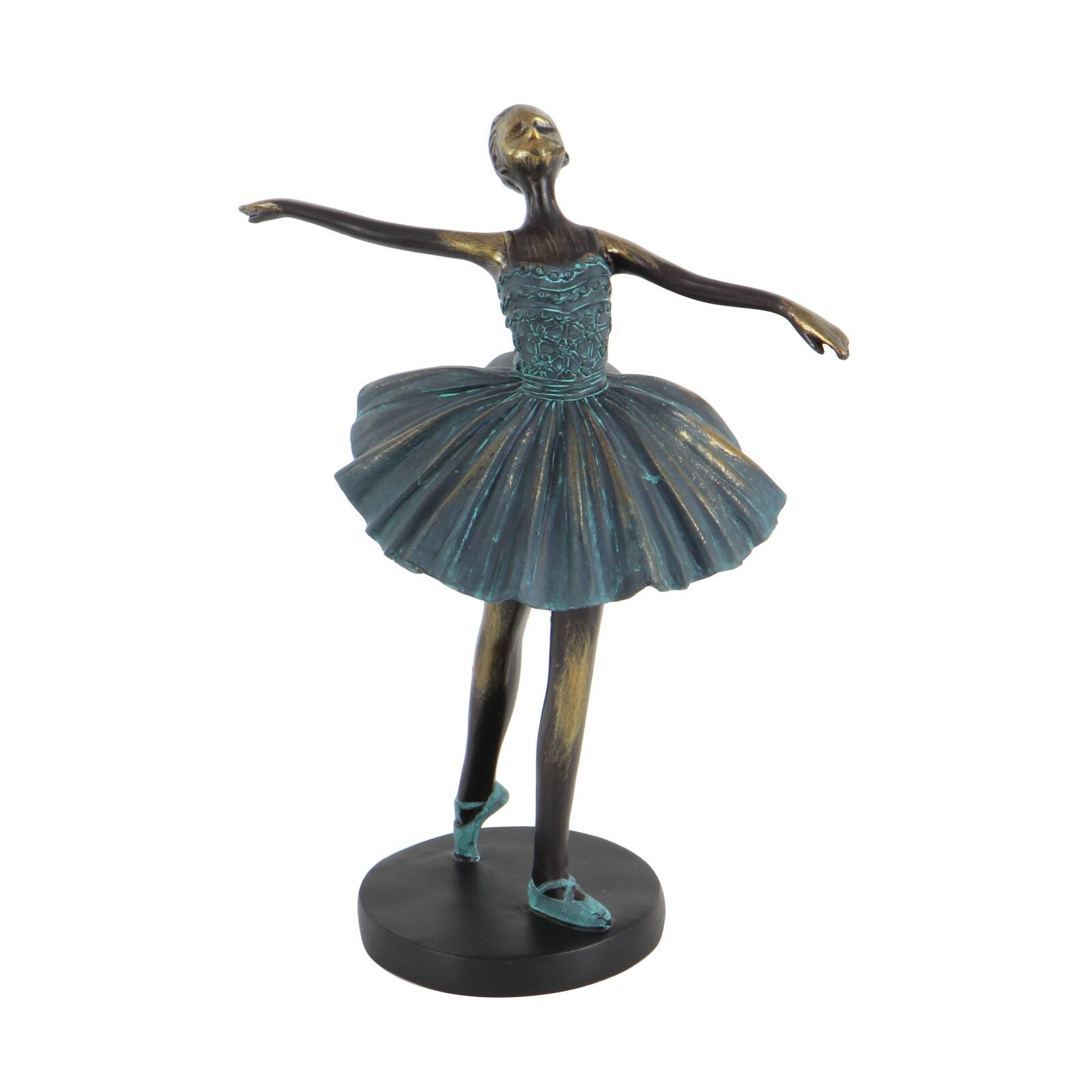 Set of 3 Teal Polystone Traditional Dancer Sculpture